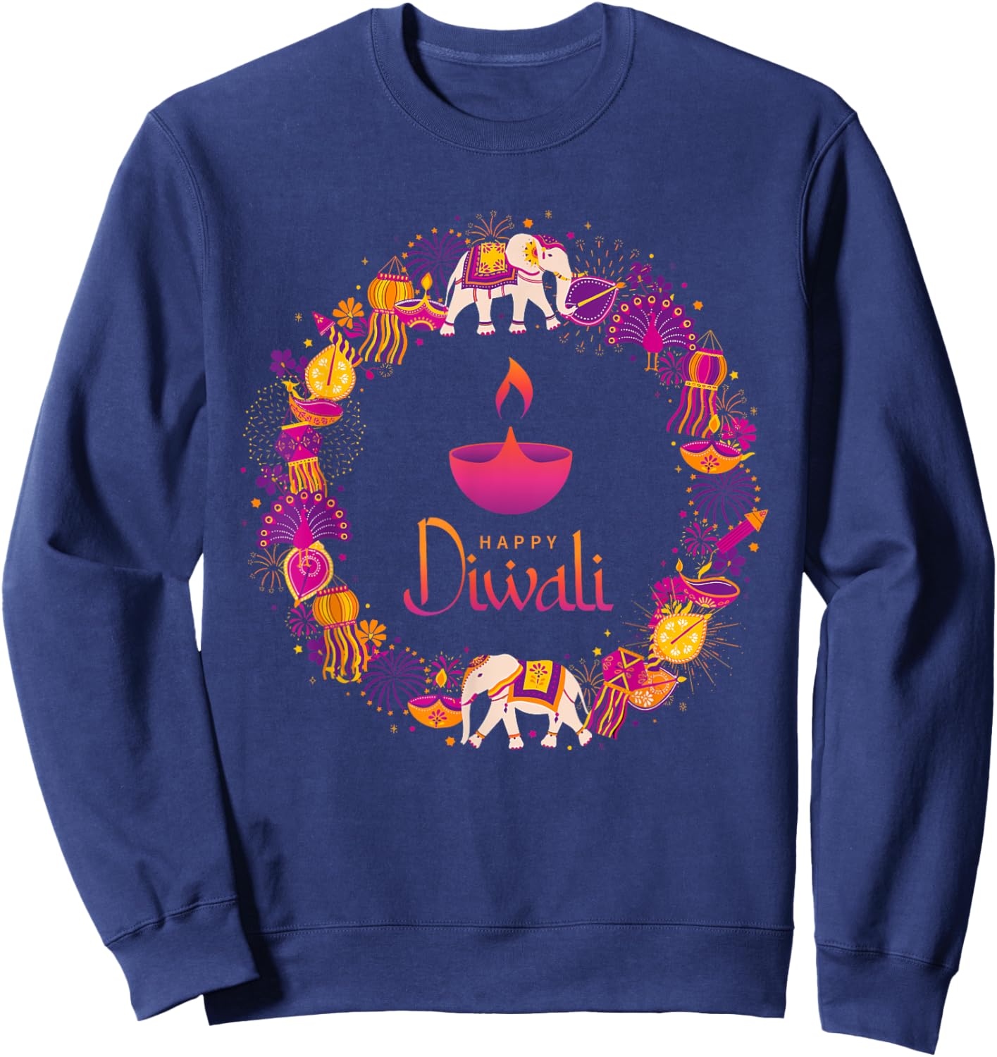 Happy Diwali Festival of Lights Deepavali Hindu Indian Sweatshirt - Sweatshirt | Navy