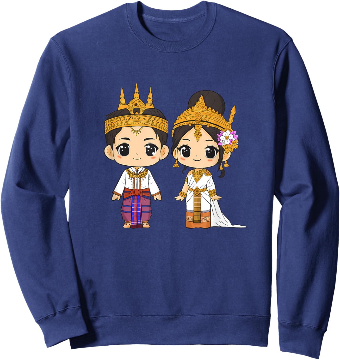 Cambodia Traditional Dress Cambodian Boy Khmer Girl Sweatshirt - Sweatshirt | Navy