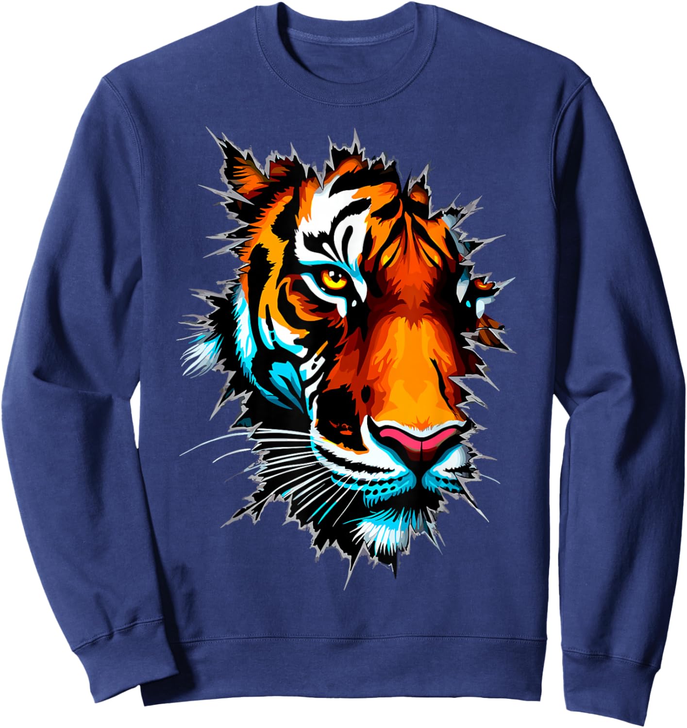 Tiger Face Wild Animal Tiger Sweatshirt - Sweatshirt | Navy