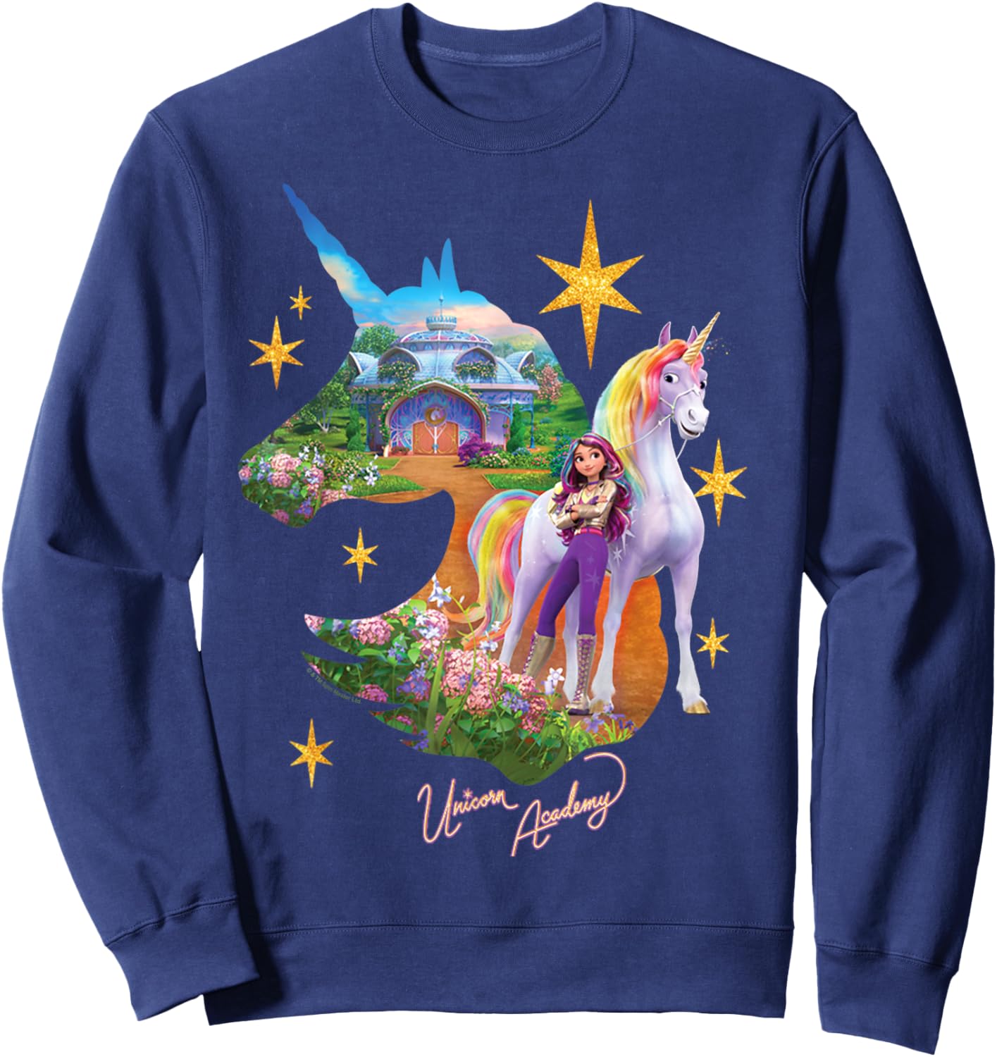 Unicorn Academy Sophia and Wildstar Magical Silhouette Sweatshirt - Sweatshirt | Navy
