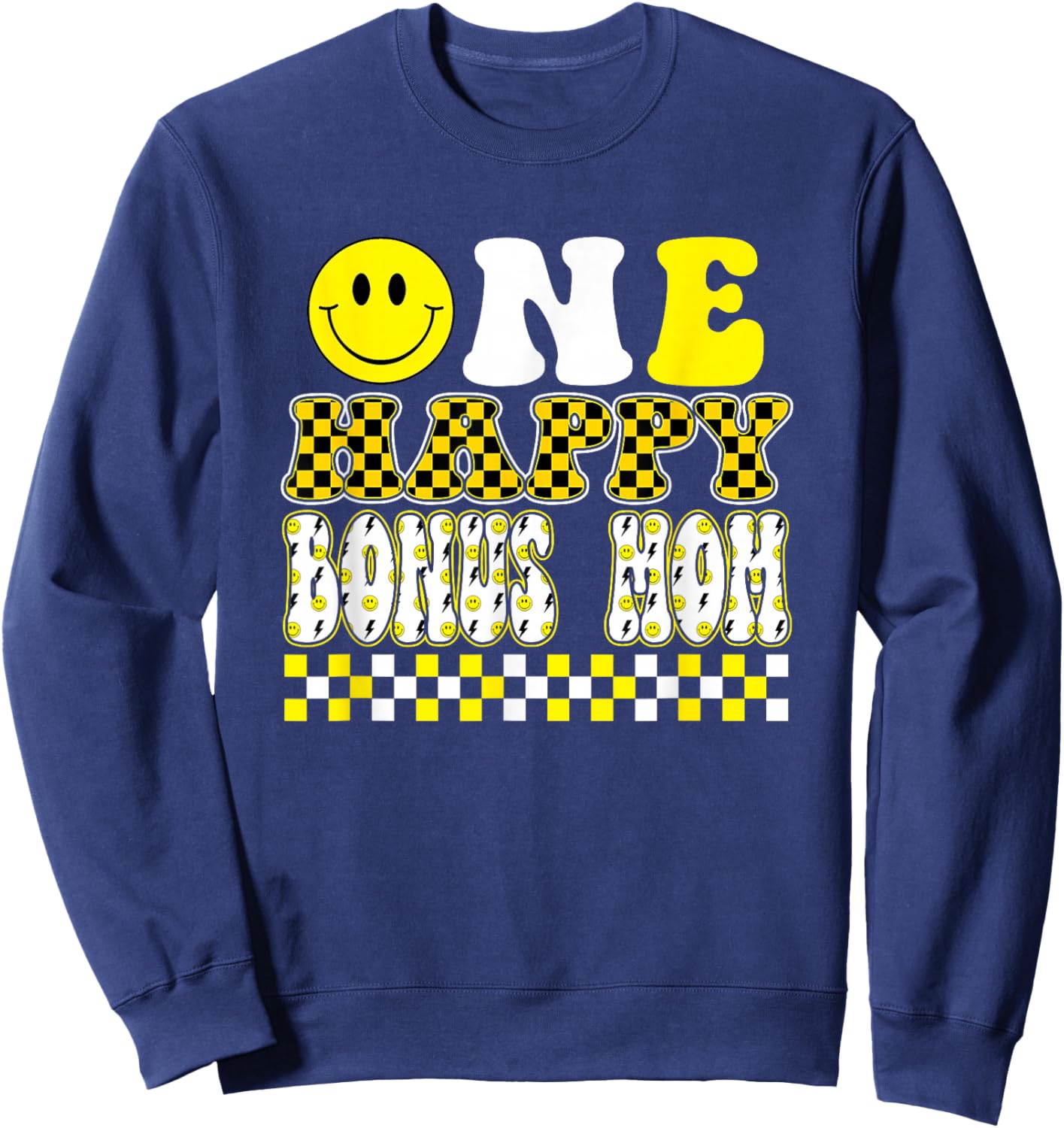 One Happy Dude Bonus Mom 1st Birthday Family Matching Sweatshirt - Sweatshirt | Navy