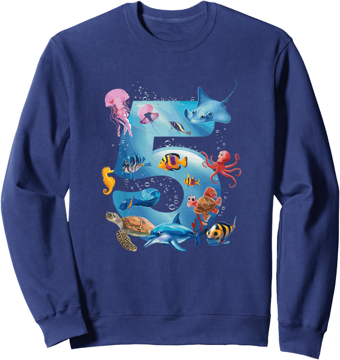 Sea Ocean Number 5rd Birthday Boys and Girls Sweatshirt - Sweatshirt | Navy