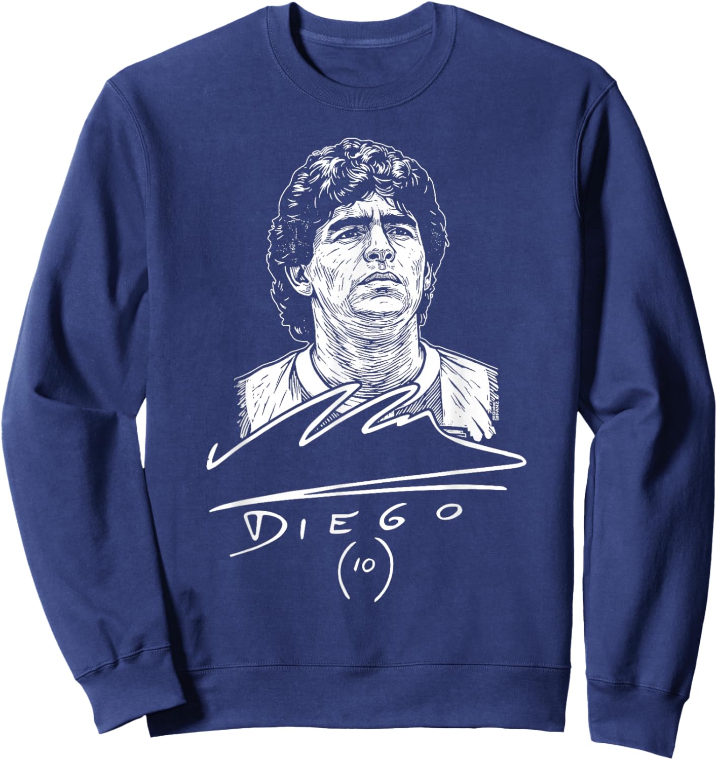 Diego Maradona Vintage Autograph Design Football Icon Sweatshirt - Sweatshirt | Navy