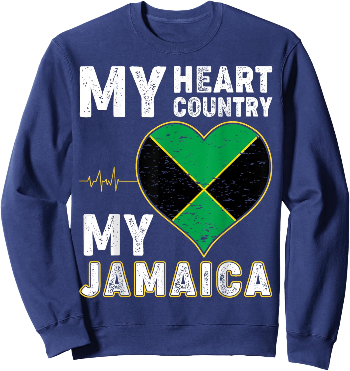 Jamaica Labour Party Jamaican Flag Heart Patriotic Vintage Sweatshirt - Sweatshirt | Navy