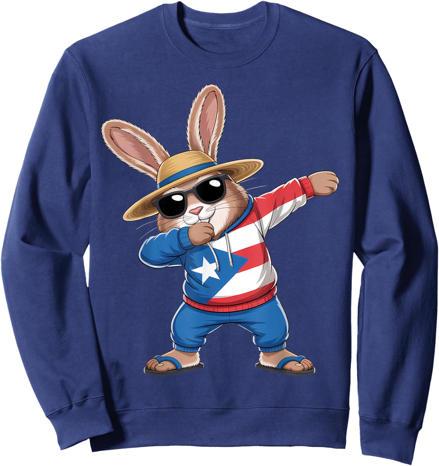 Puerto Rico Rabbit Puerto Rican Flag Bunny Sweatshirt - Sweatshirt | Navy
