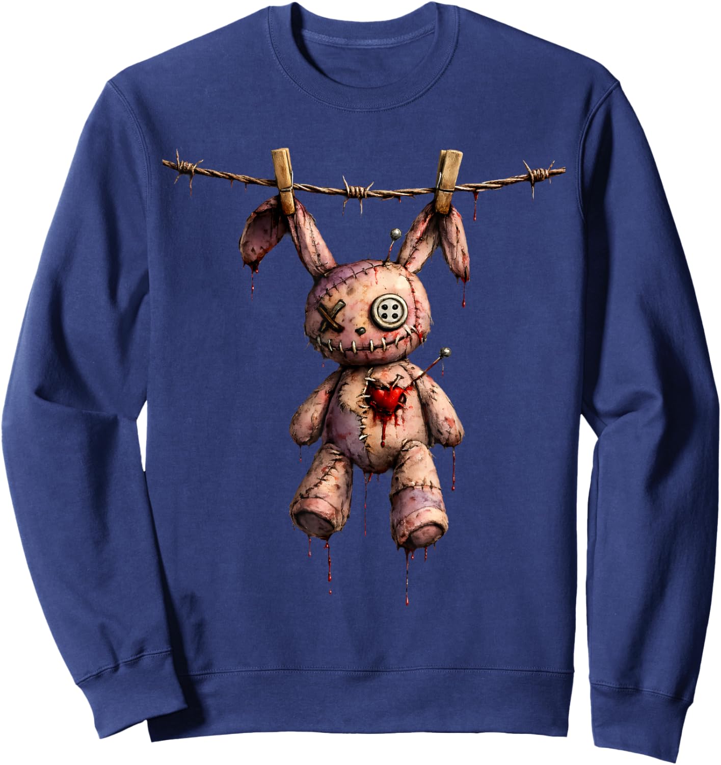 Creepy Cute Goth Bunny Voodoo Doll E-Girl Gothic Outfit Sweatshirt - Sweatshirt | Navy