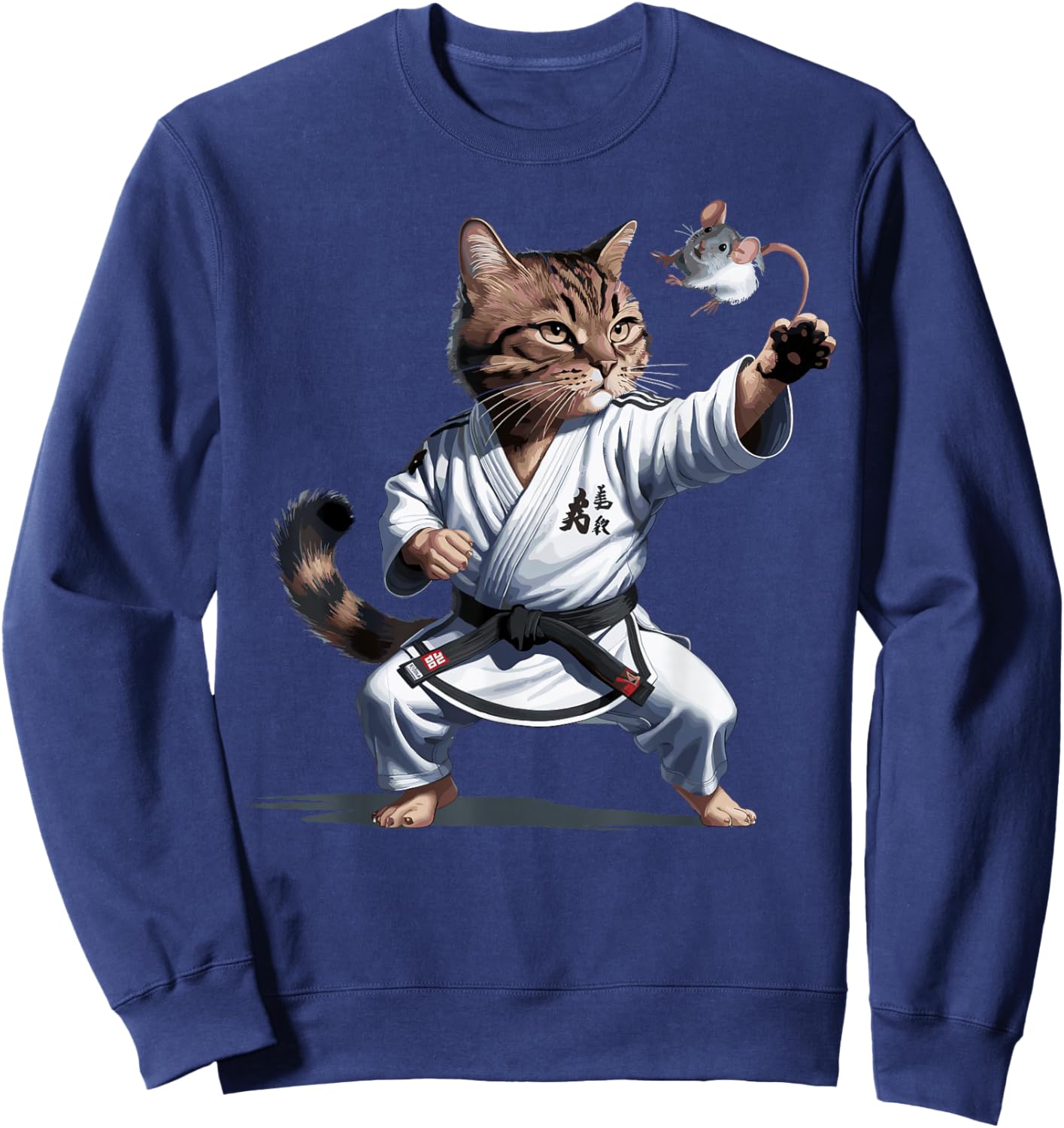 Martial Arts Cat Karate Black Belt Funny Fighter Sweatshirt - Sweatshirt | Navy