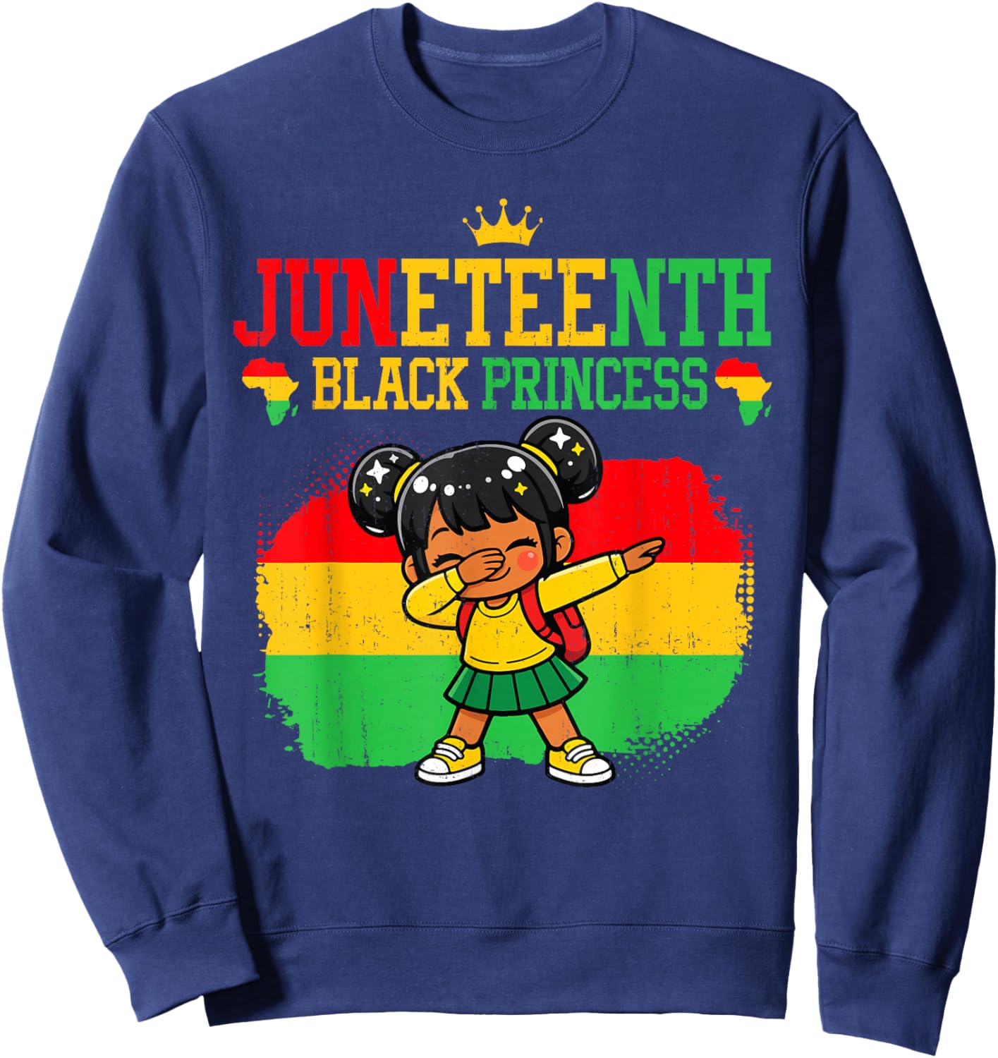 Juneteenth 1865 Black Princess African June 19th Women Kids Sweatshirt - Sweatshirt | Navy