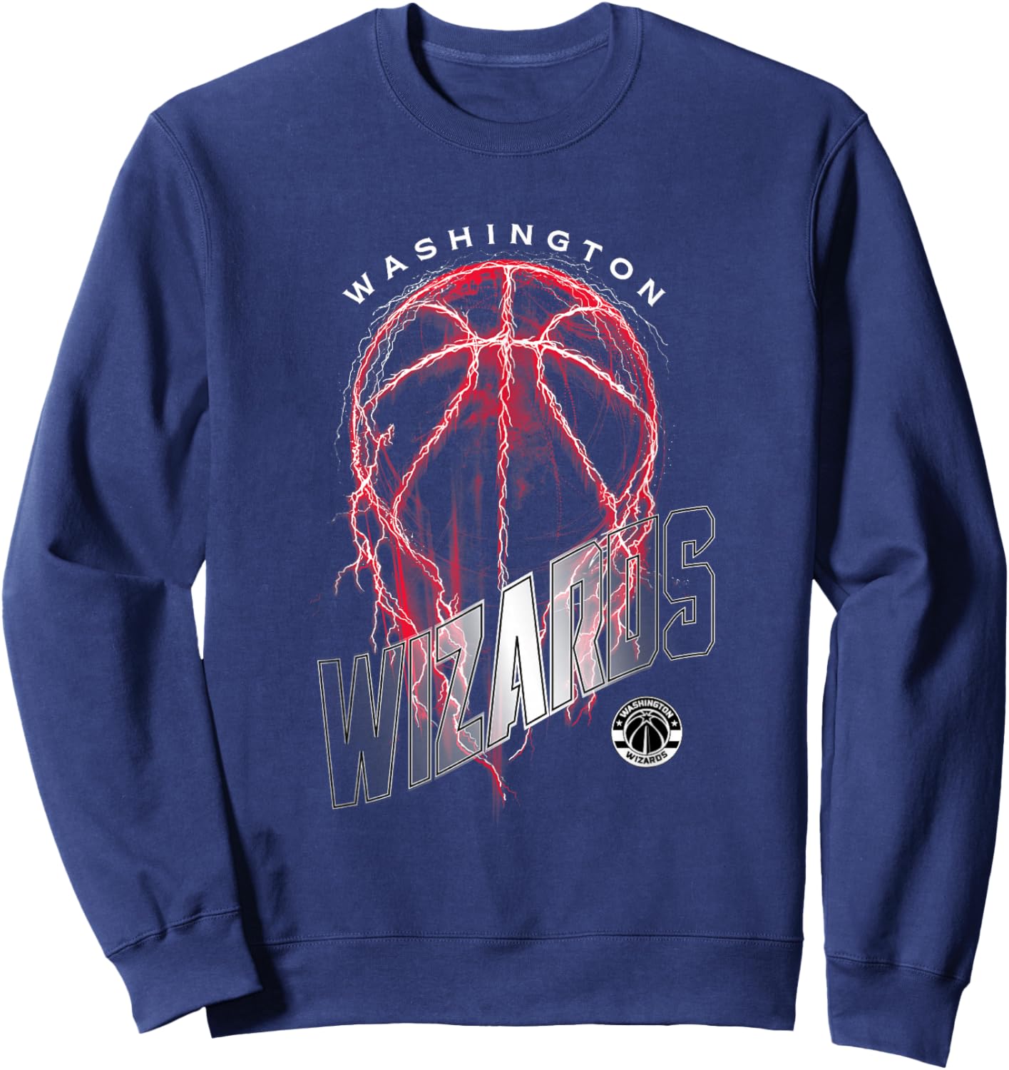 Washington Wizards NBA Lightning Bolt Basketball Logo - Men's Adults Kids Sleeveless Black Small Sweatshirt - Sweatshirt | Navy