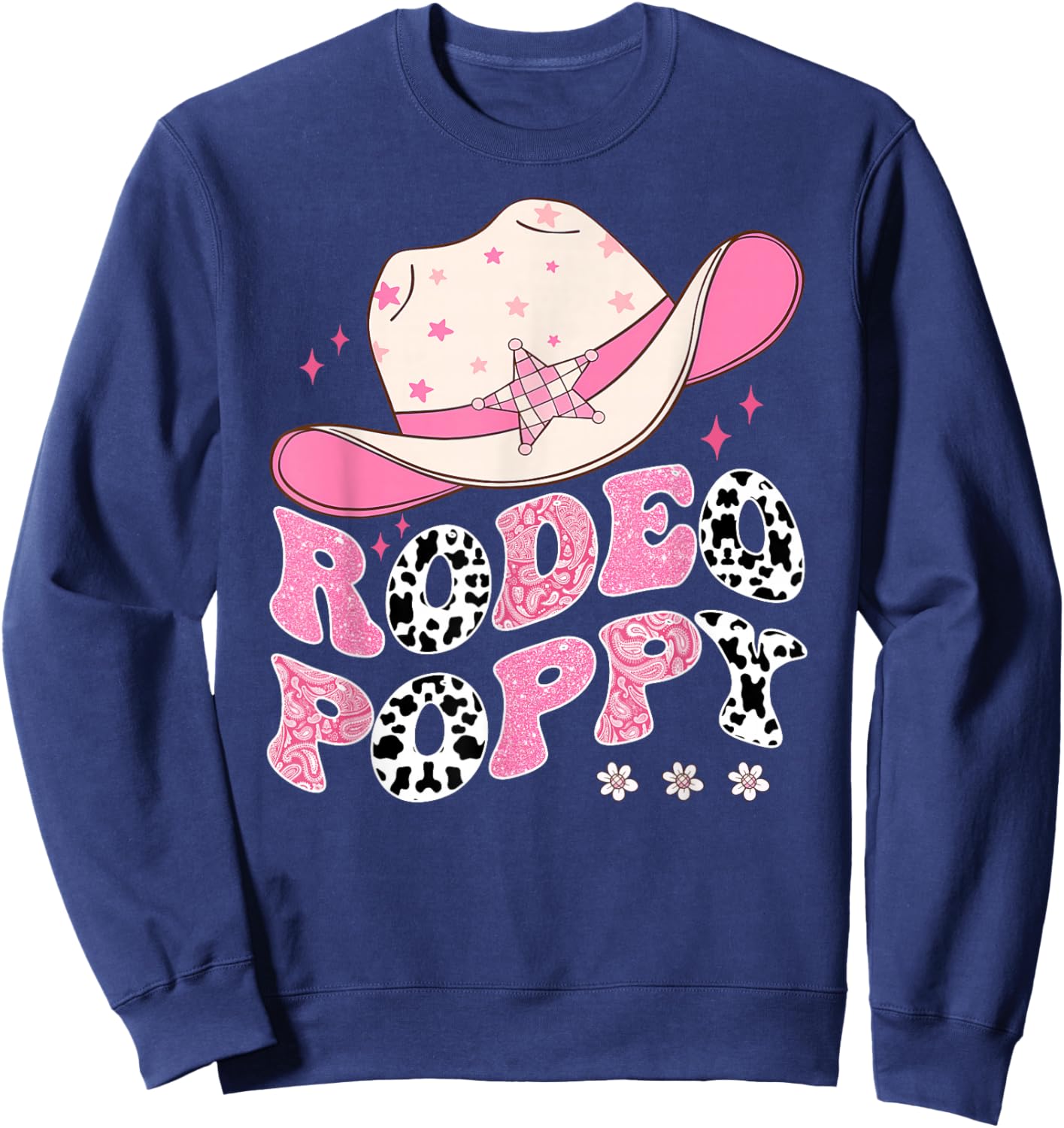 Rodeo Poppy Pink CowGirl 1St Birthday Family Matching Sweatshirt - Sweatshirt | Navy