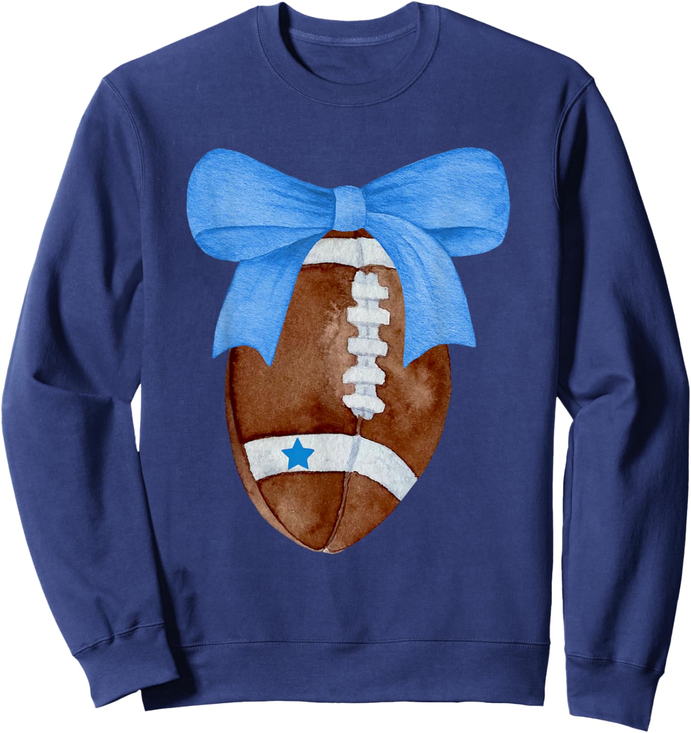 Football Coquette Bow Football Mom Women Girls Kids Dallas Sweatshirt - Sweatshirt | Navy