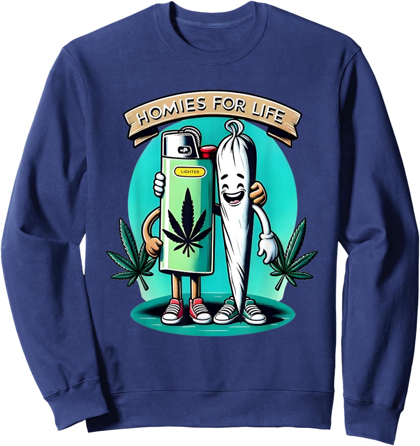 Homies For Life Lighter And Joint Sweatshirt - Sweatshirt | Navy