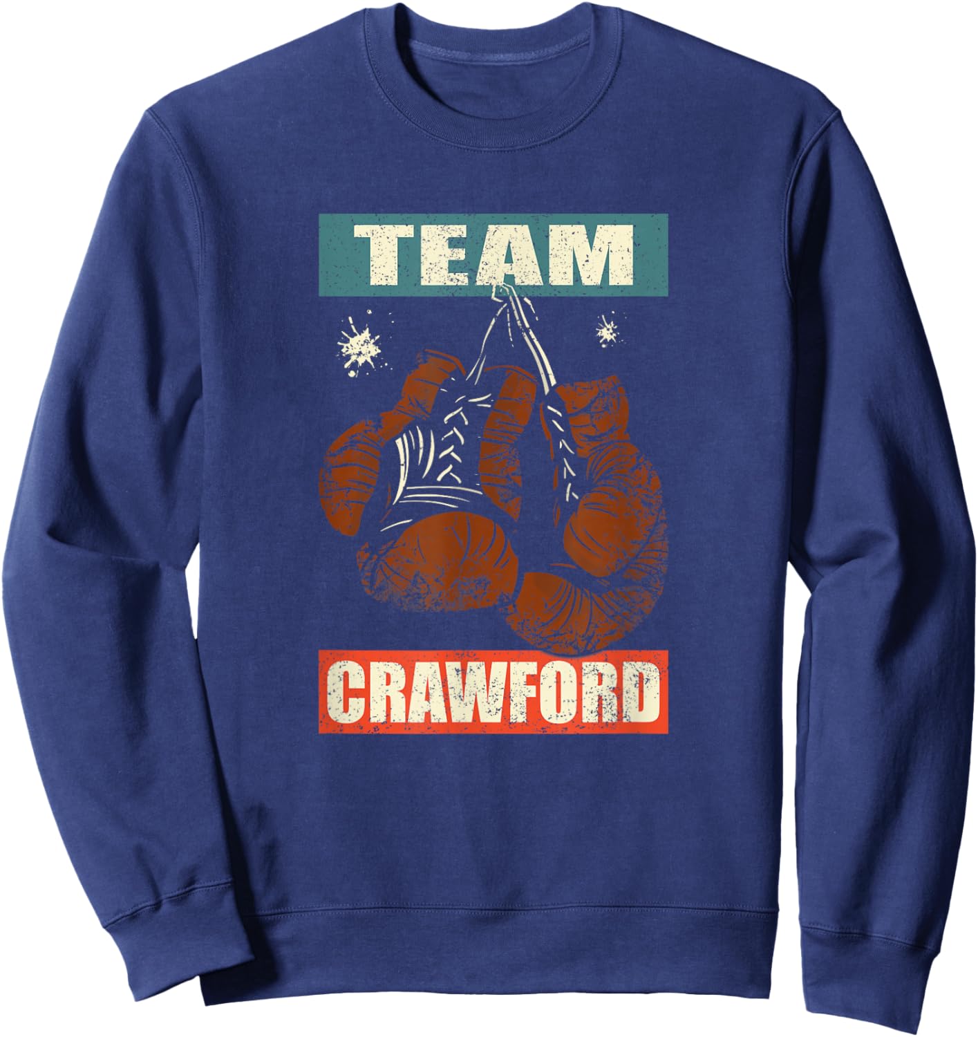 Crawford Last Name Retro Family Name Crawford Boxing Sweatshirt - Sweatshirt | Navy