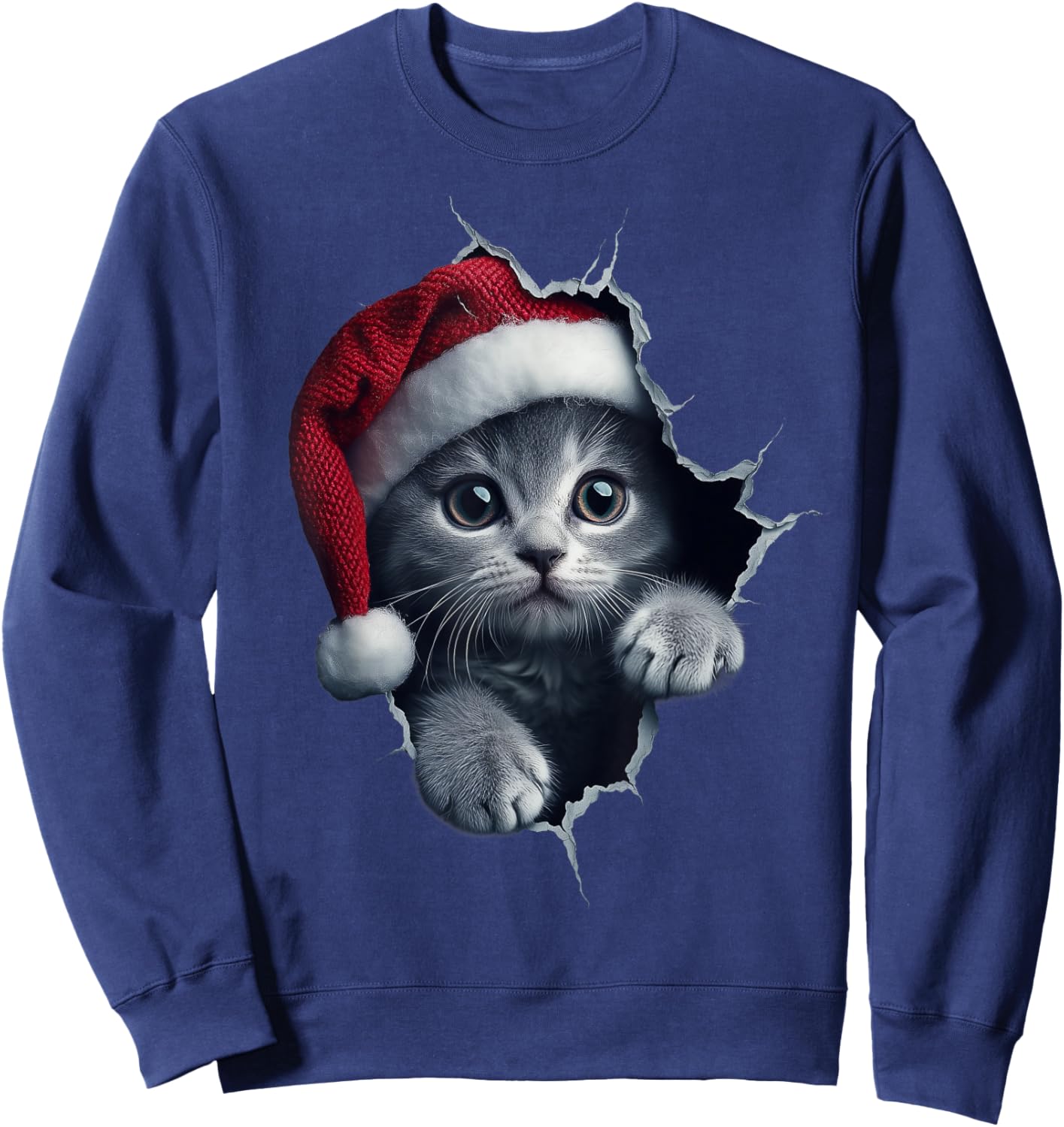 Funny Christmas Cat Lover Cats Owner Xmas Cute Cat Sweatshirt - Sweatshirt | Navy