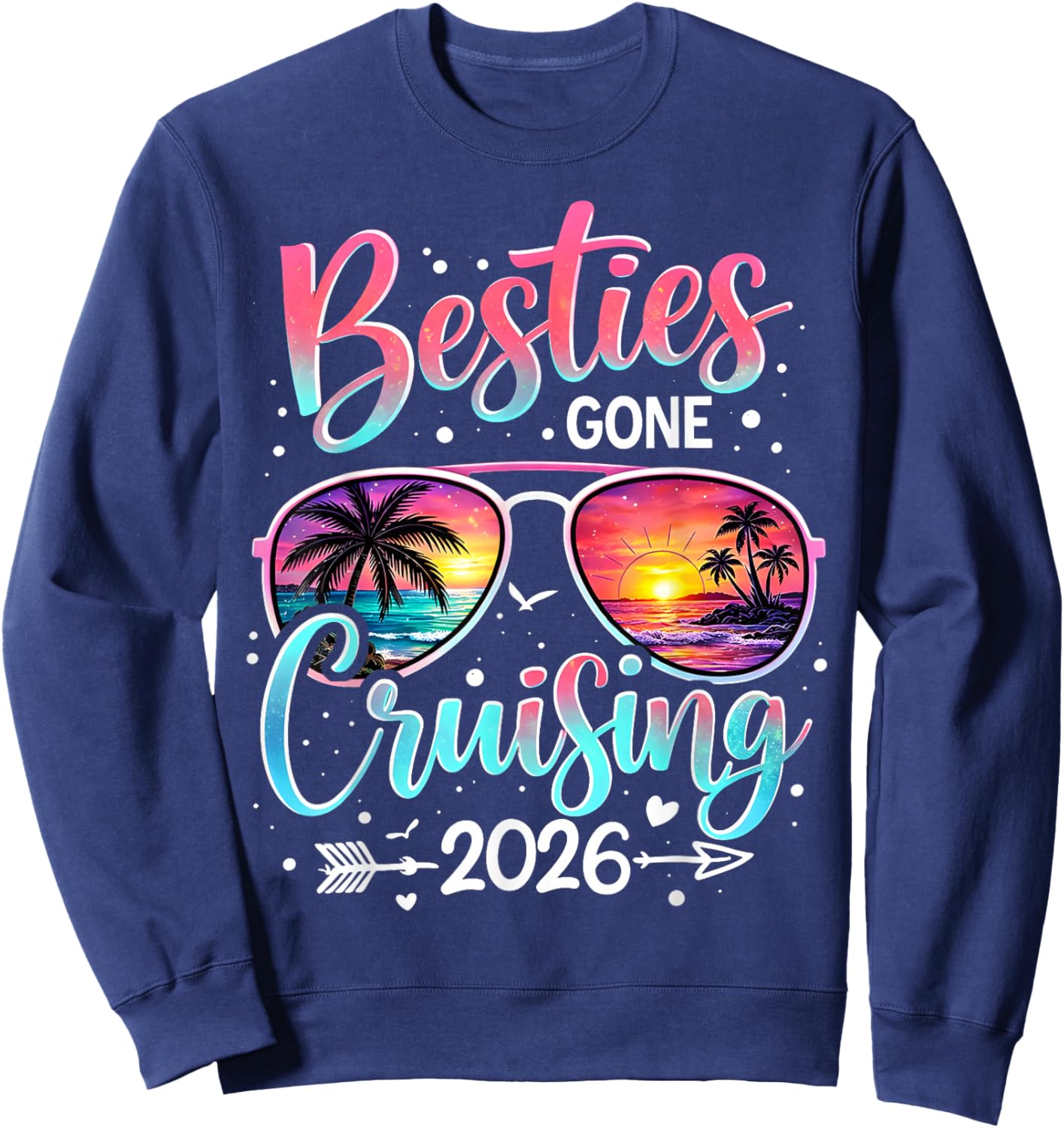 Besties Gone Cruising 2026 Girls Matching Women Cruise Sweatshirt - Sweatshirt | Navy