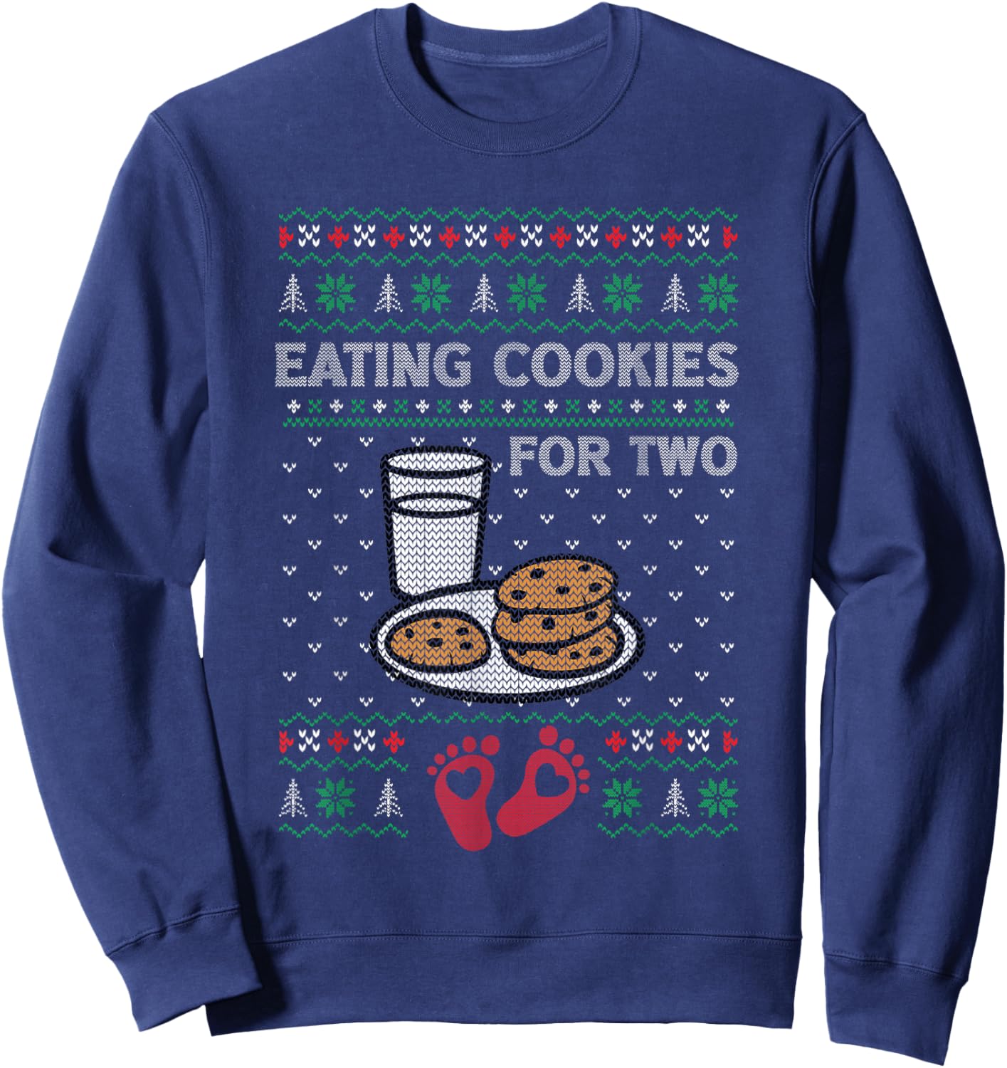 Pregnancy New Mom Baby Pregnant Christmas Matching Couples Sweatshirt - Sweatshirt | Navy
