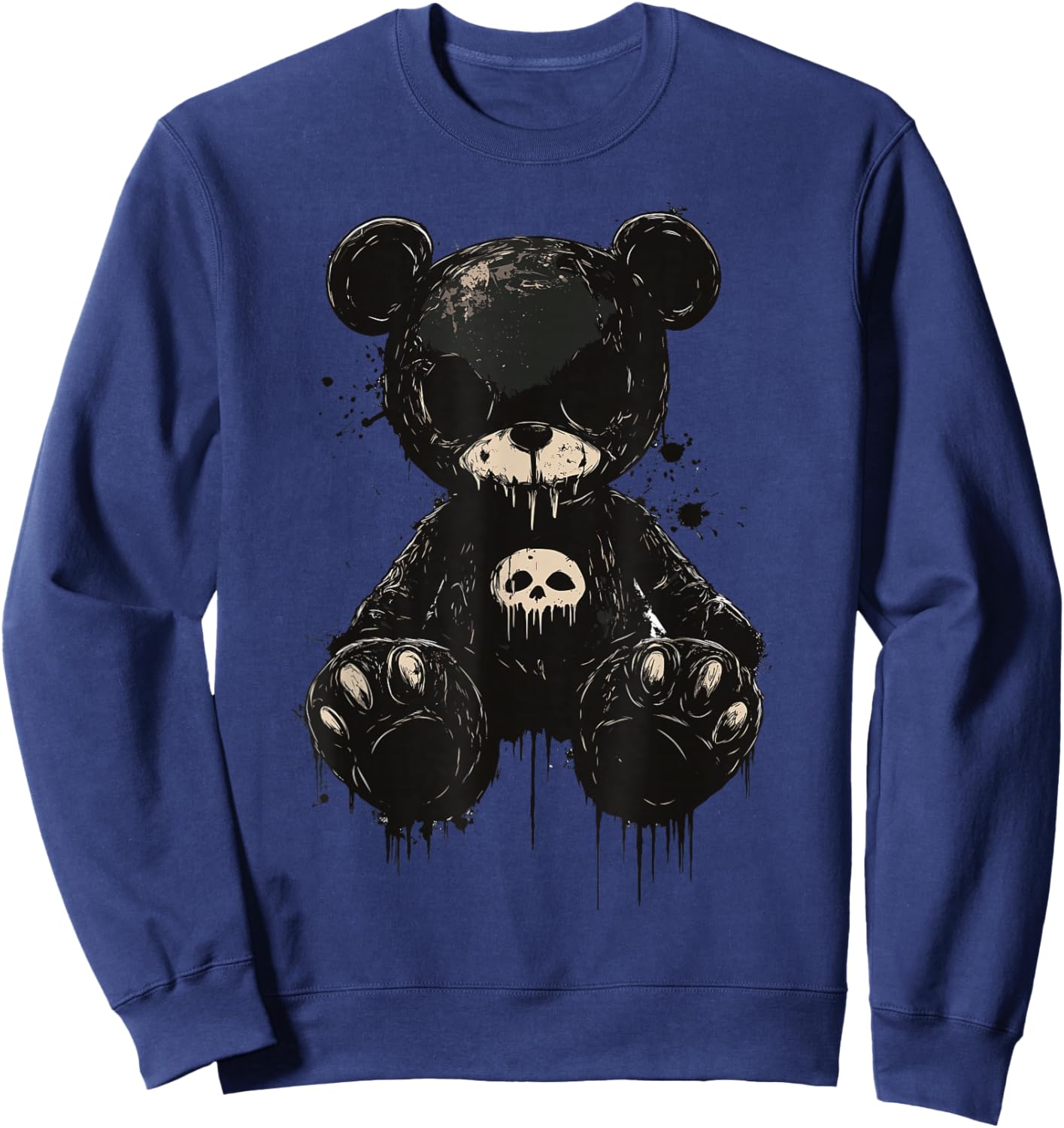 Scary Cute Teddy Bear Gothic Women Creepy Goth Teddy Bear Sweatshirt - Sweatshirt | Navy