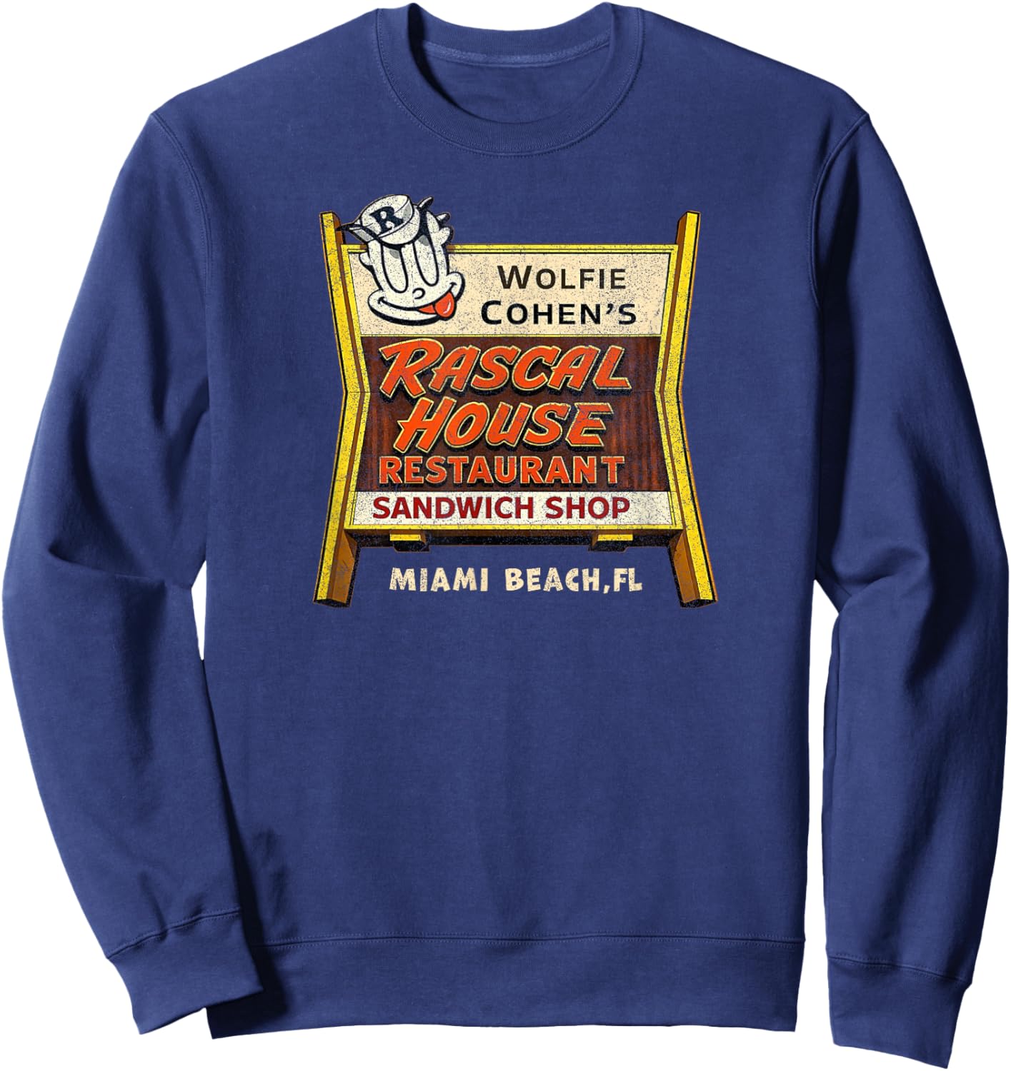 Rascal House Retro 70s 80s Miami Beach Funny Sweatshirt - Sweatshirt | Navy