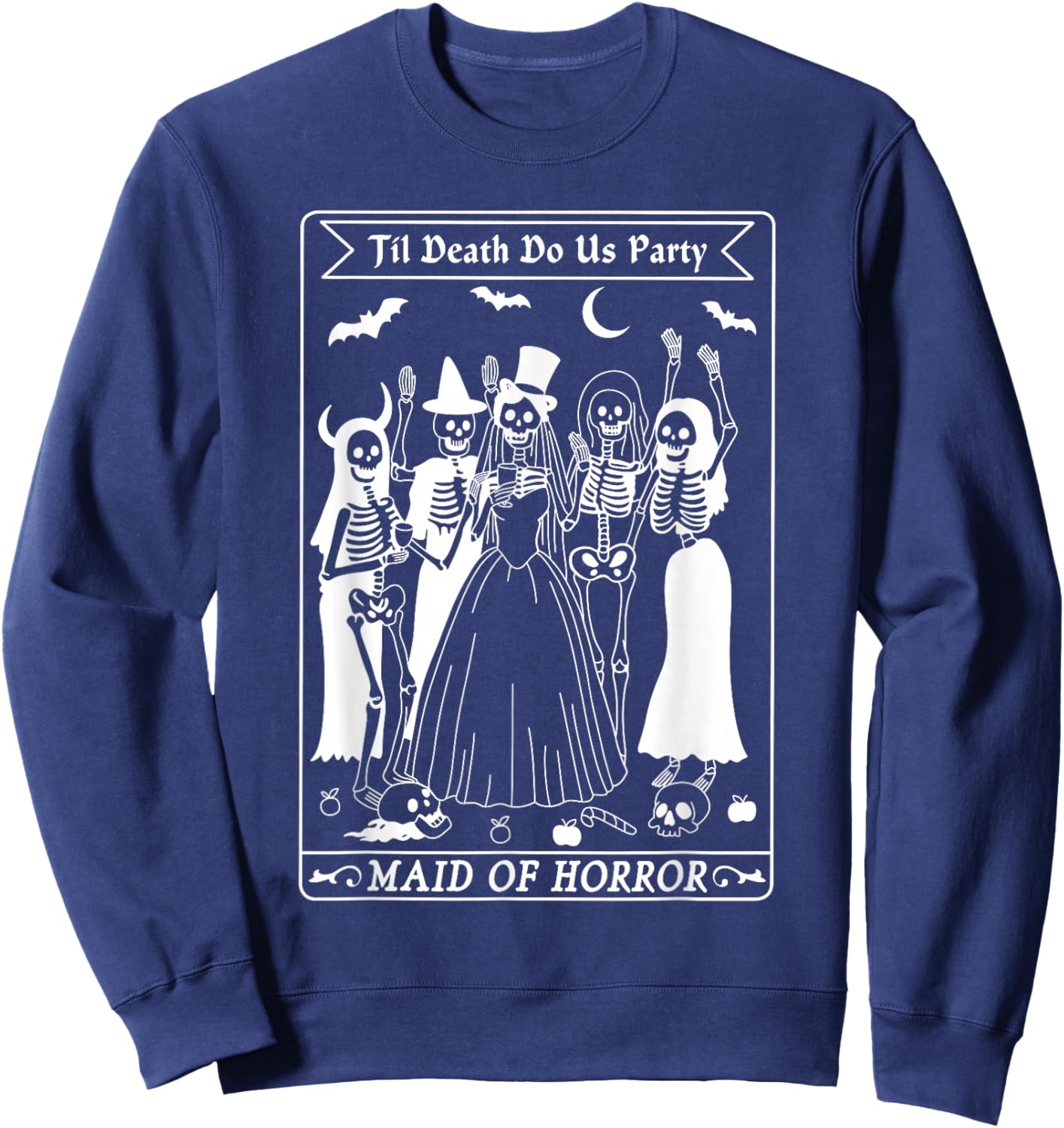 Maid Of Honor Gothic Skeleton Bach Crew Bachelorette Party Sweatshirt - Sweatshirt | Navy
