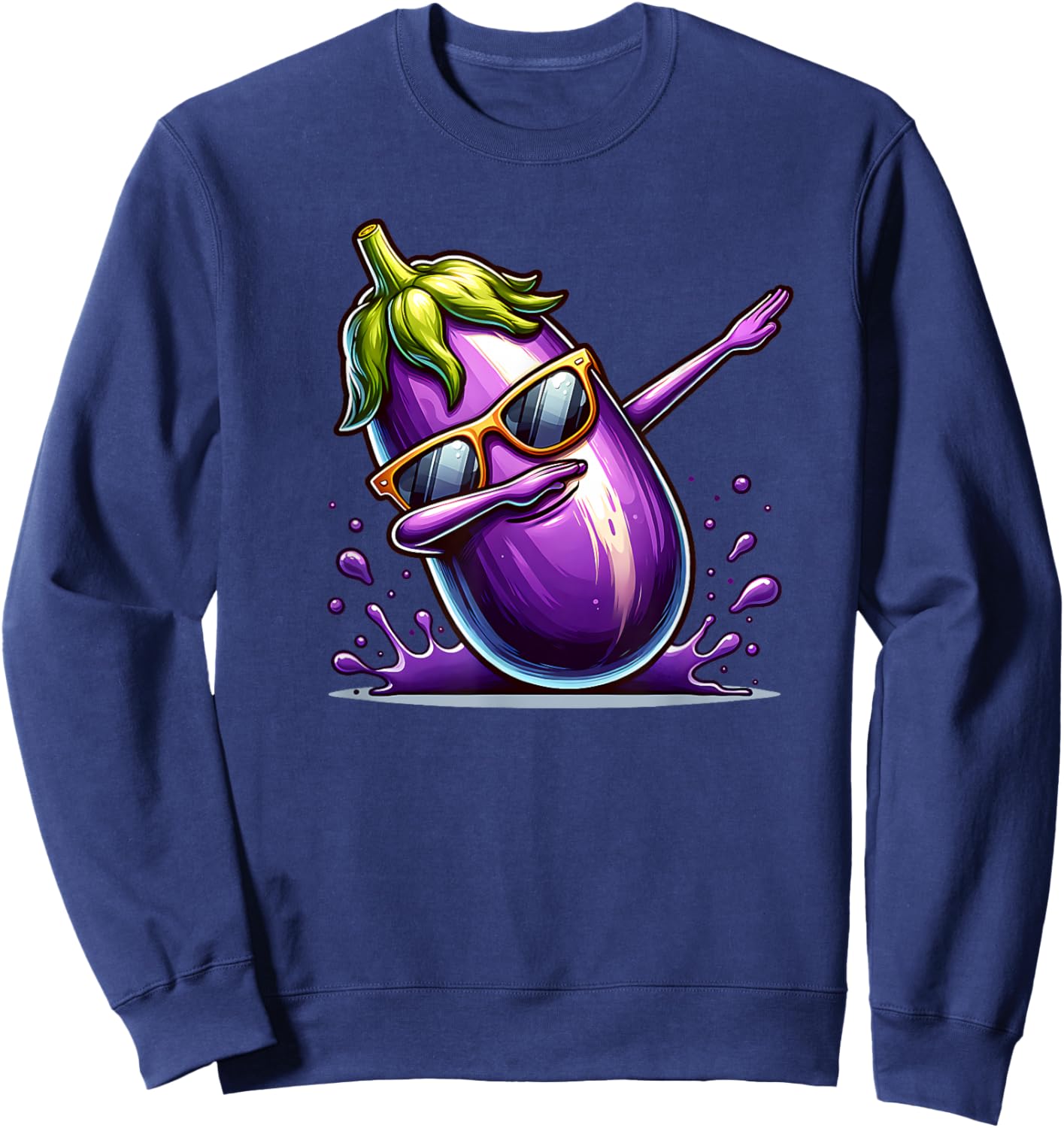 Coole Dabbende Aubergine mit Sonnenbrille Sweatshirt - Sweatshirt | Navy