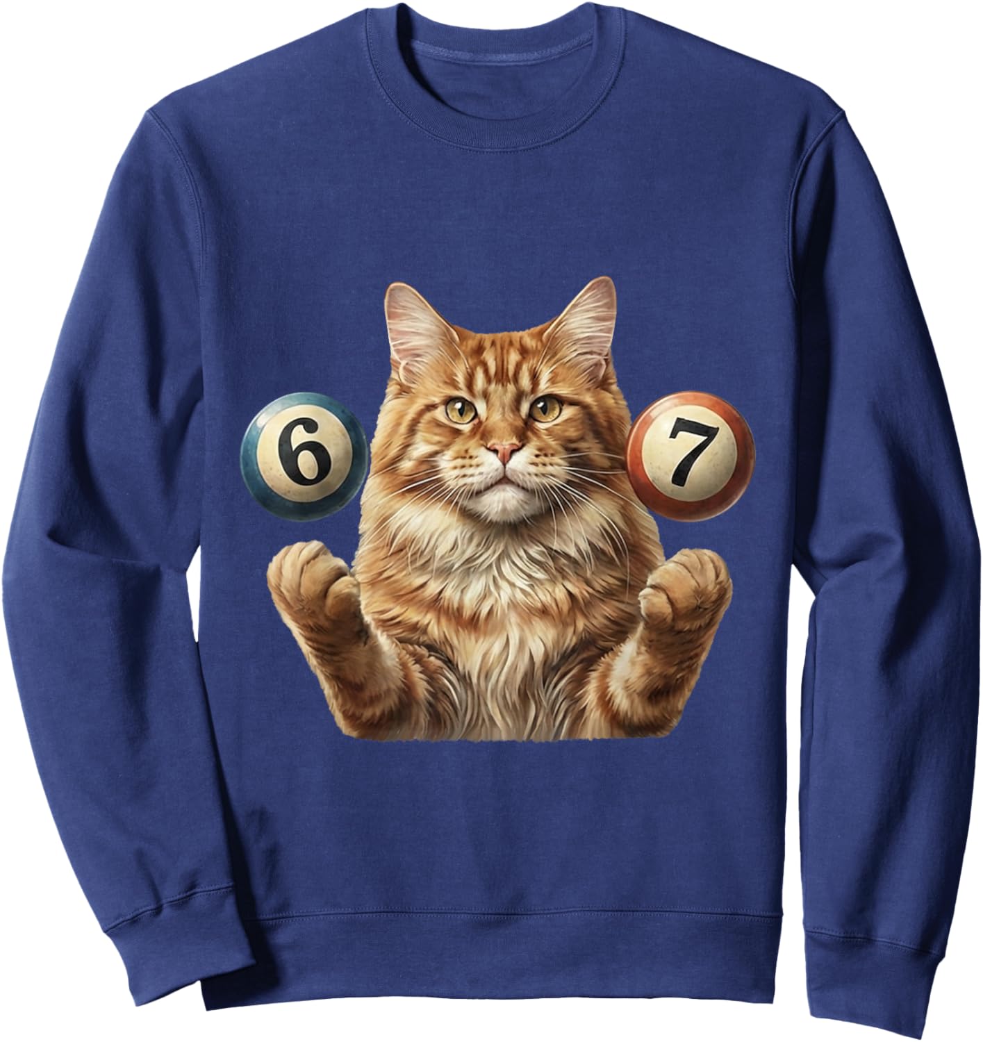 67 Meme - Six Seven Cats Funny Cat Sweatshirt - Sweatshirt | Navy