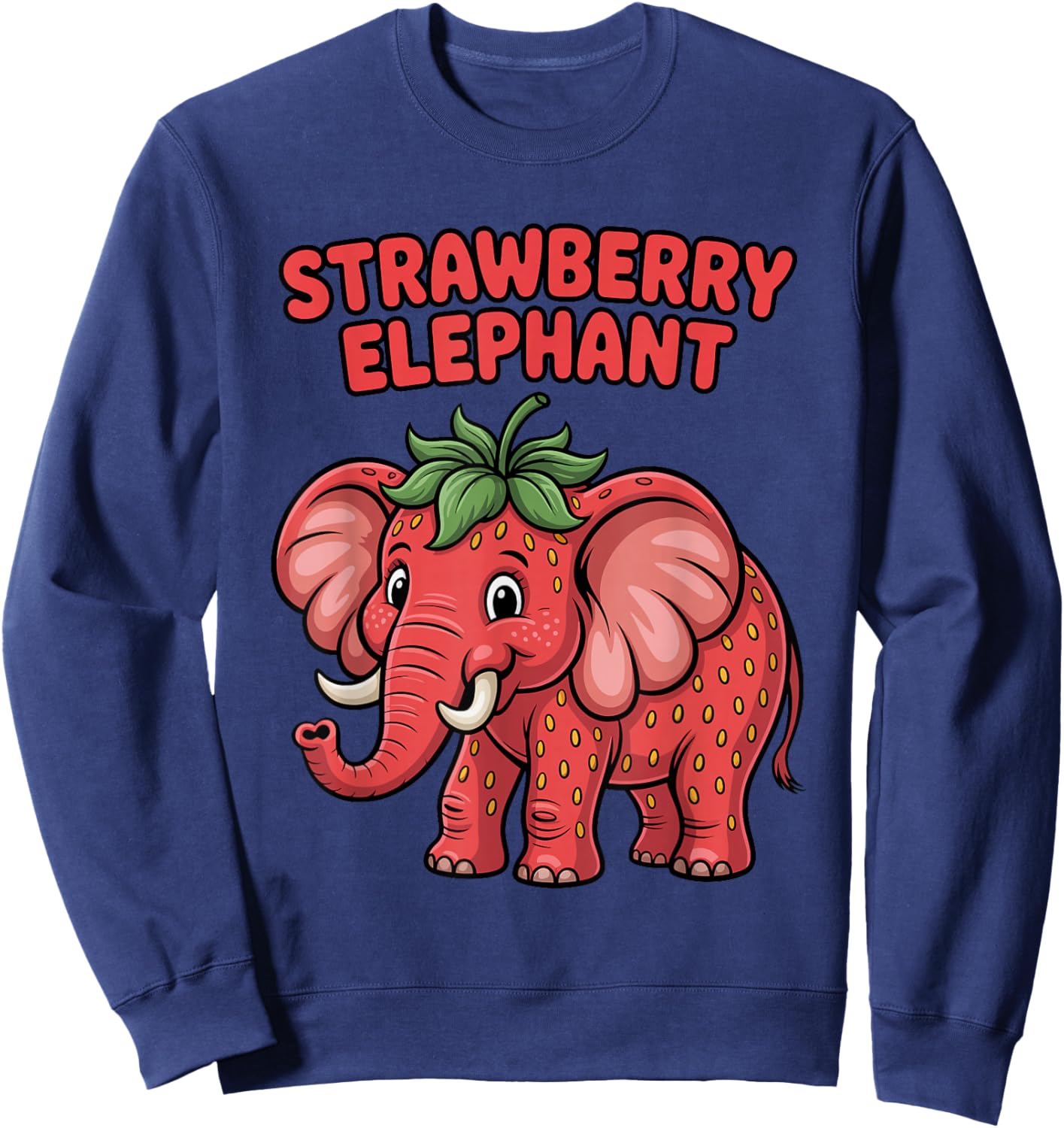 Strawberry Elephant Brainrot Meme Viral Italian Cartoon Sweatshirt - Sweatshirt | Navy