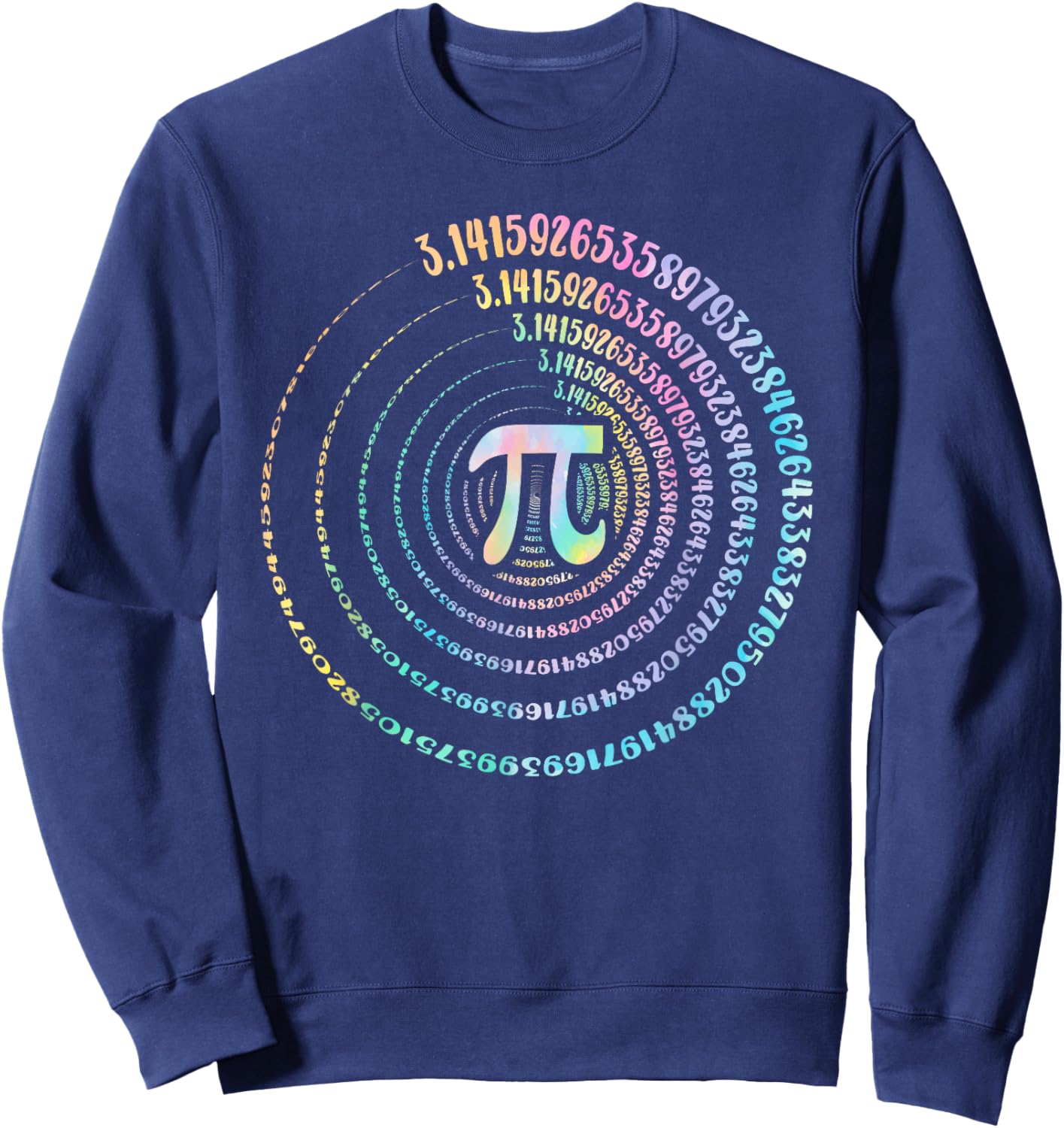 Funny Pi Day Spiral Pi Math Design for Pi Day 3.14 Tie Dye Sweatshirt - Sweatshirt | Navy
