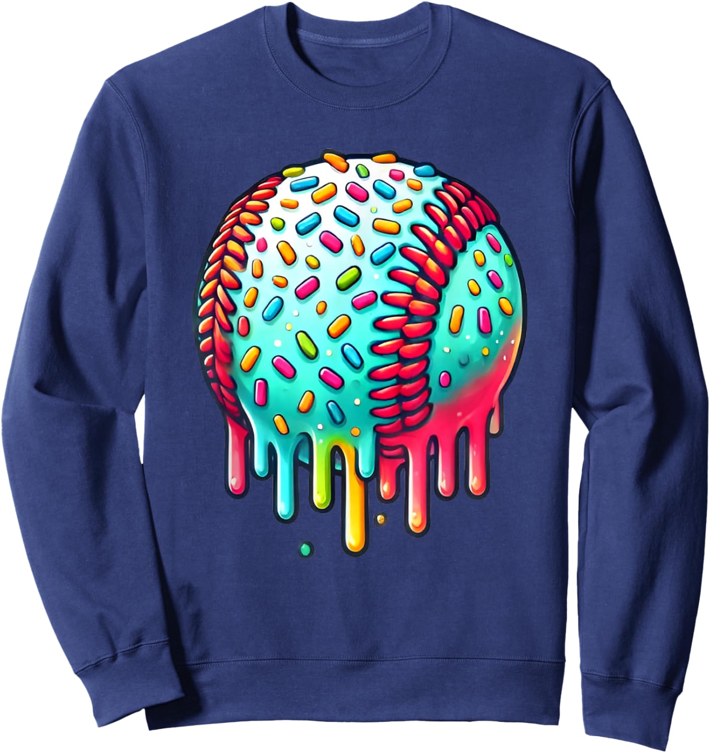 Ice Cream Drip Baseball Stuff Baseball Drip For Boys Kids Sweatshirt - Sweatshirt | Navy