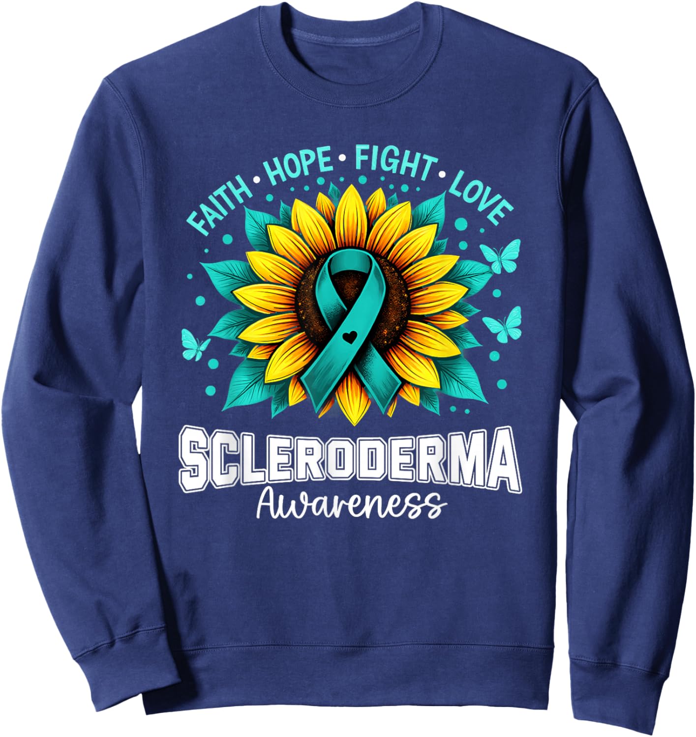 Christian Sunflower Scleroderma Awareness Sweatshirt - Sweatshirt | Navy