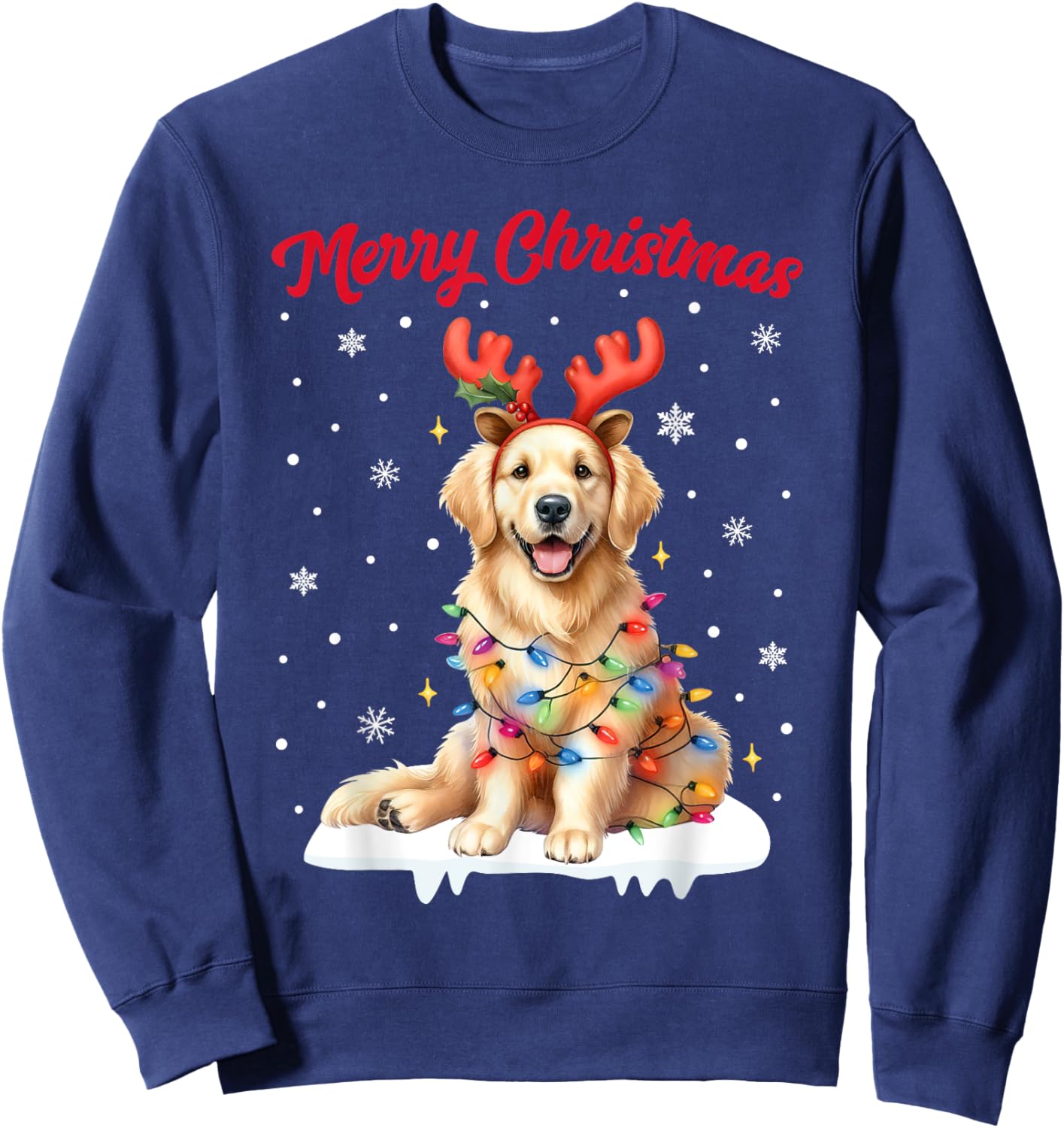 Christmas Pajamas Men Women Kids Golden Retriever Dog Sweatshirt - Sweatshirt | Navy