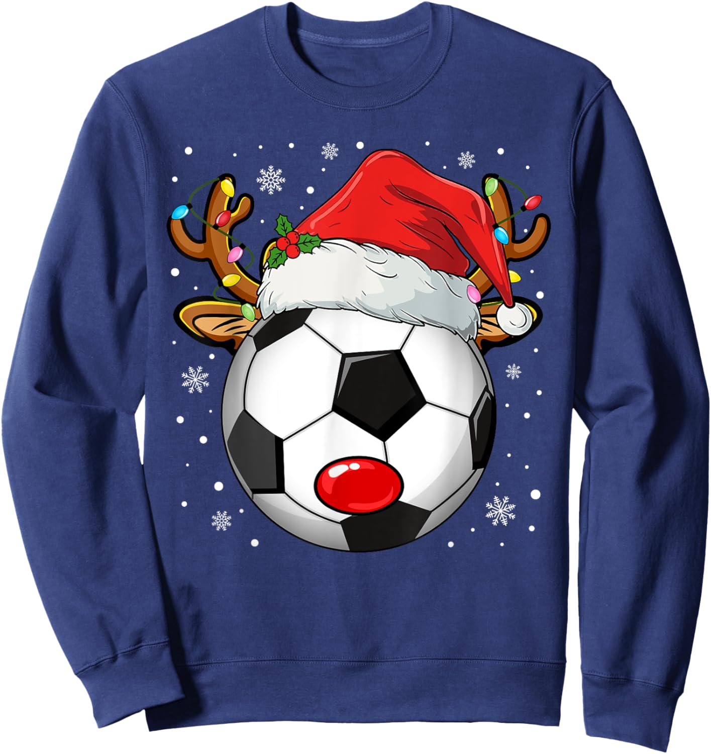 Christmas Reindeer Face Soccer Christmas Men Women Kid Sweatshirt - Sweatshirt | Navy