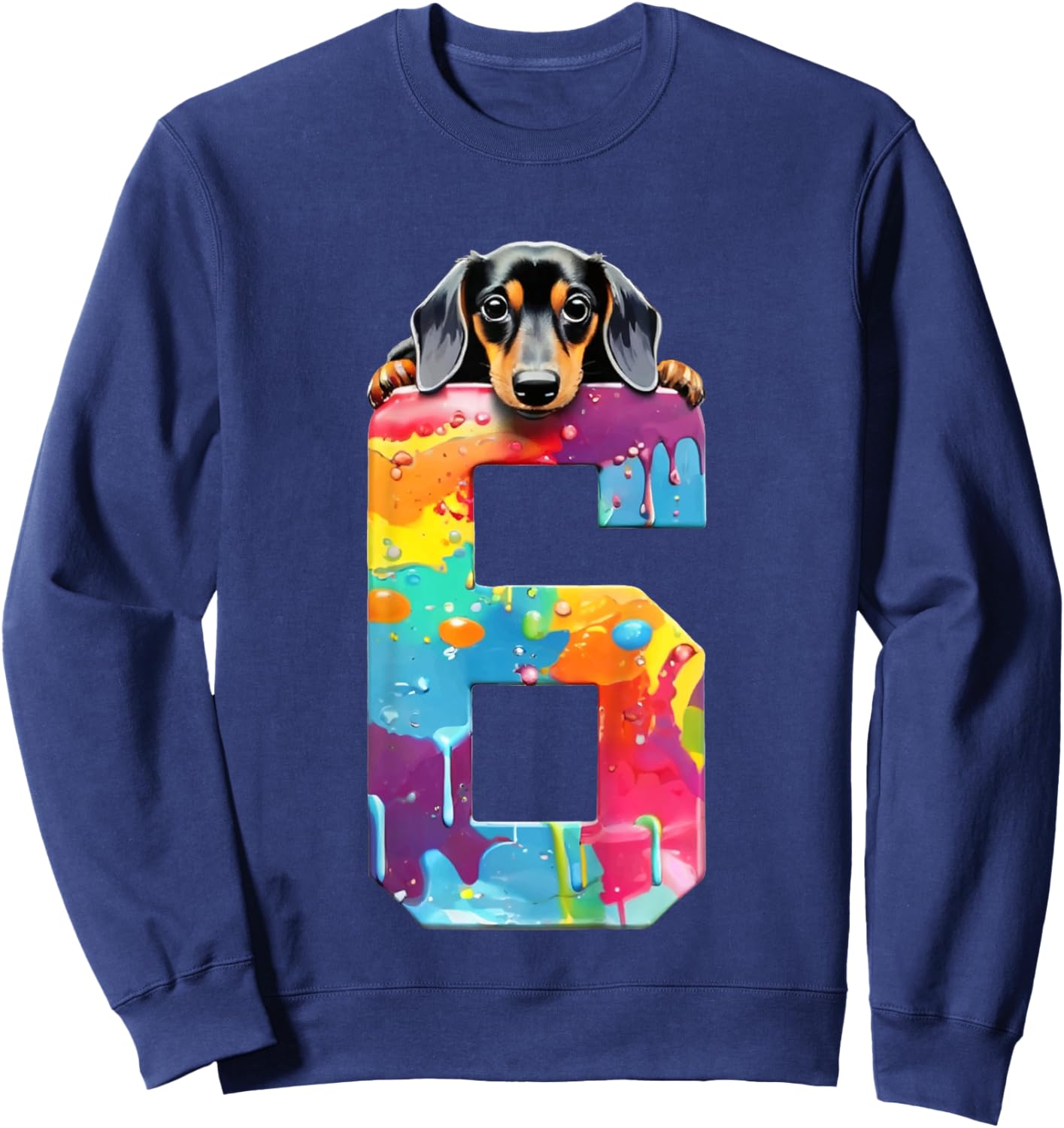 Dog 6 Years Dachshund Birthday Sweatshirt - Sweatshirt | Navy