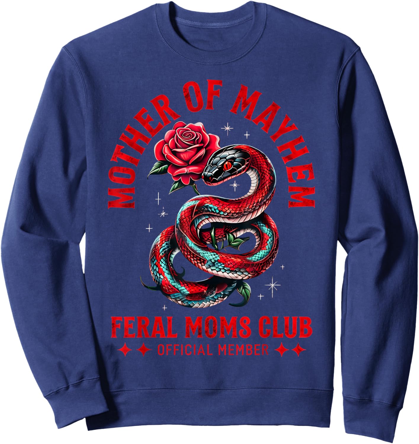 Retro Mother Of Mayhem Feral Moms Club Moms Mothers Day Sweatshirt - Sweatshirt | Navy