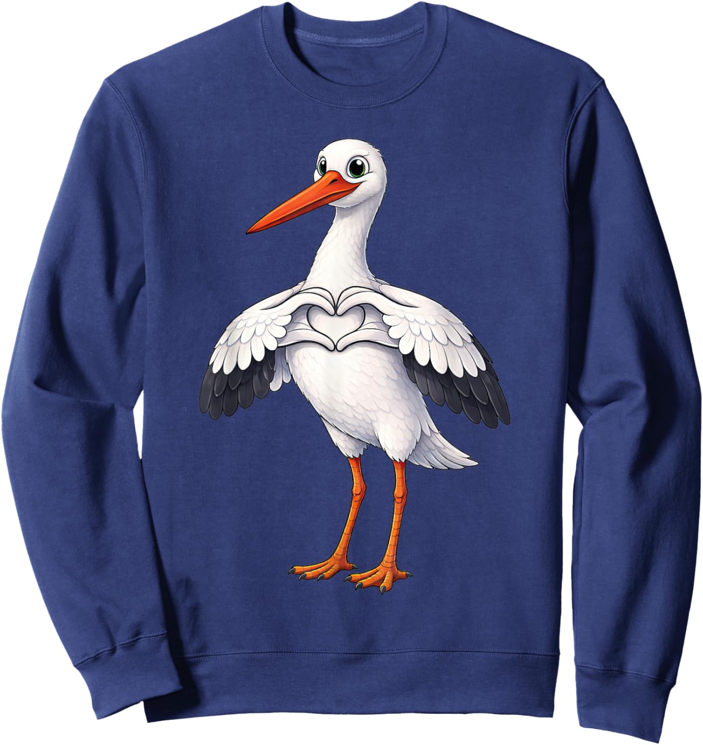 Storch mit Herz | Süßer Weißstorch mit Herzsymbol Sweatshirt - Sweatshirt | Navy