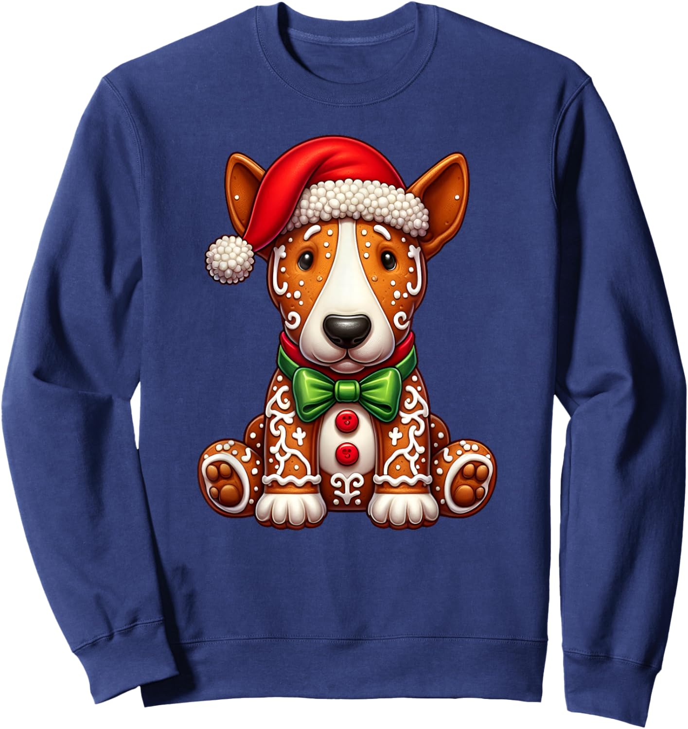 Gingerbread Man Bull Terrier Dog Christmas Kids Sweatshirt - Sweatshirt | Navy