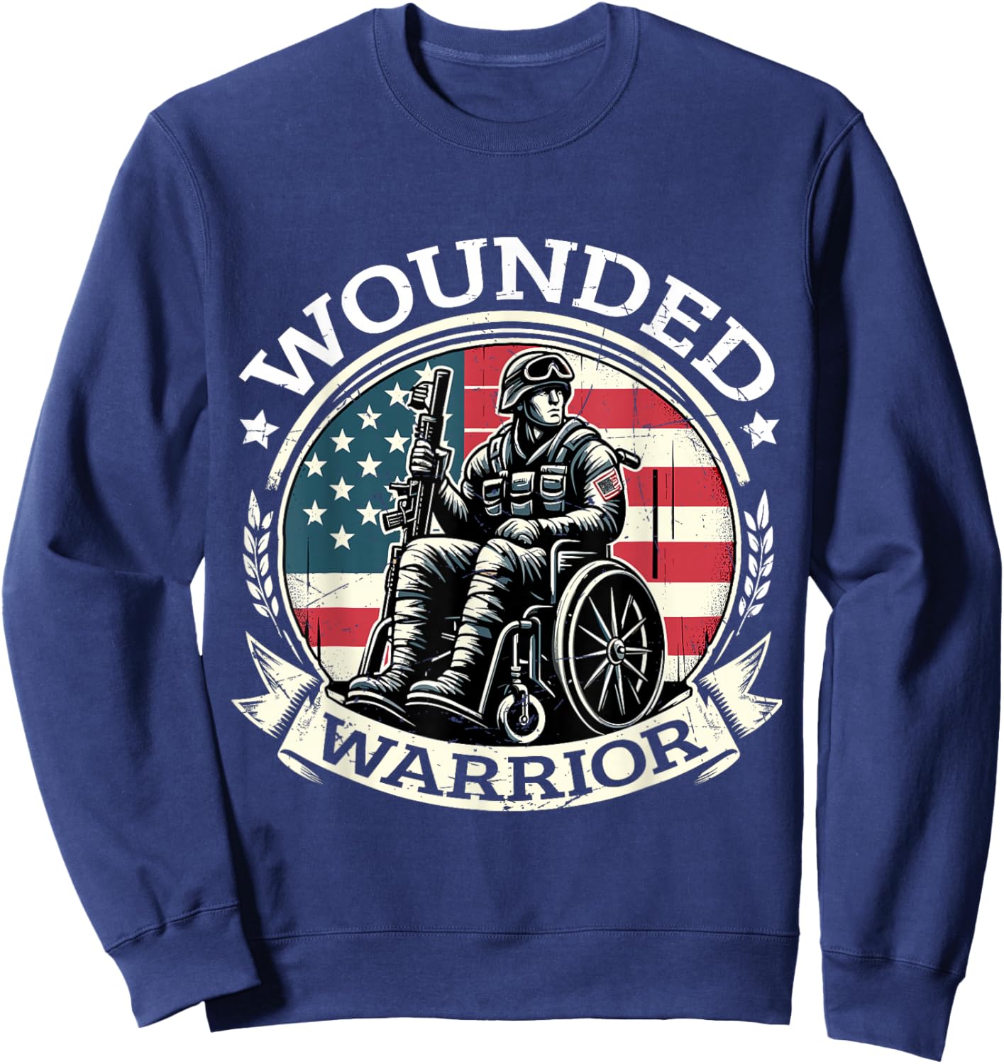 Wounded Warrior American Hero Veteran Military Support Sweatshirt - Sweatshirt | Navy