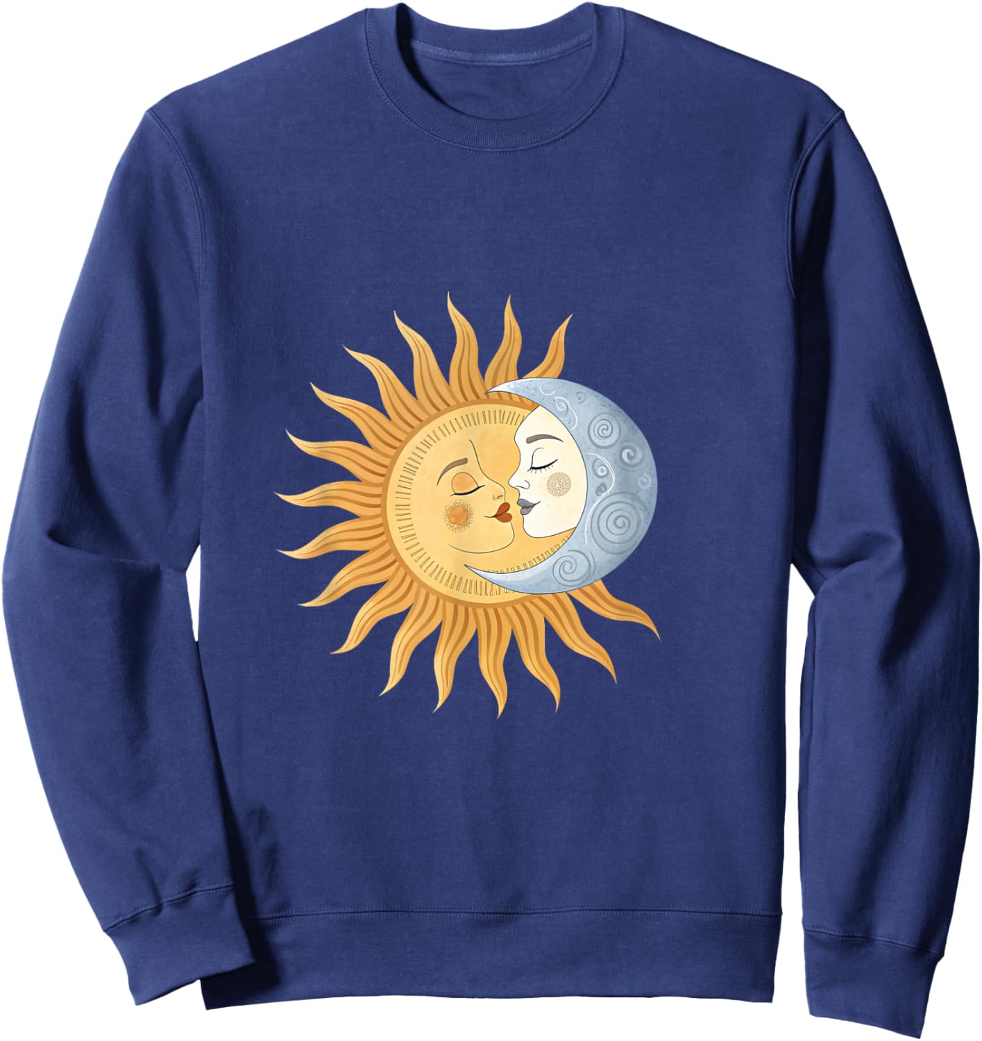 Sun and Moon Kissing Celestial Harmony Romance Sweatshirt - Sweatshirt | Navy