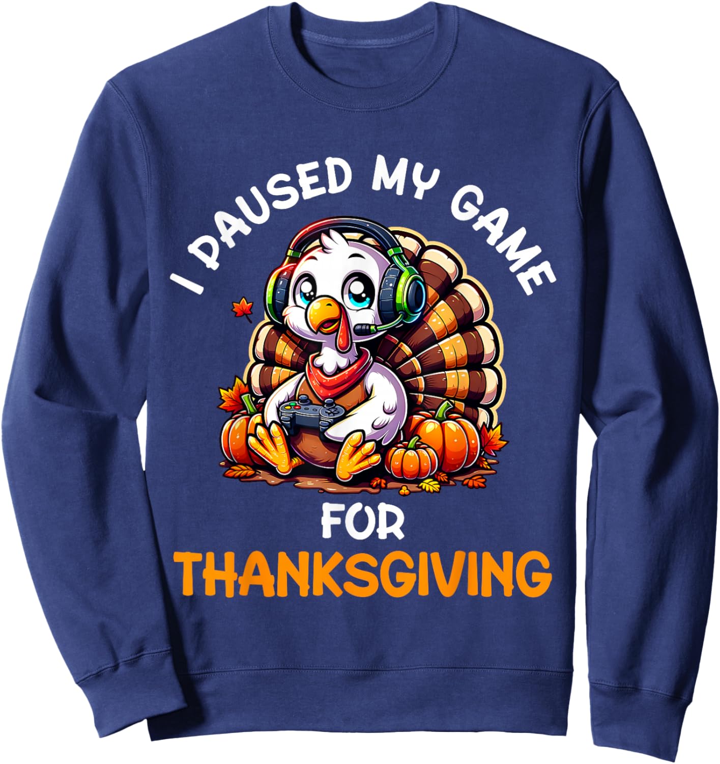 Thanksgiving Gamer Turkey Shirt For Boys Kids Sweatshirt - Sweatshirt | Navy