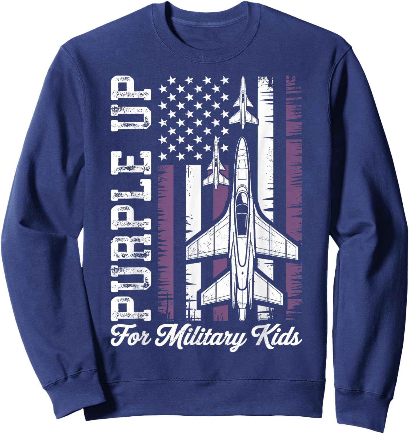 Purple Up for Military Kids Military Child Month Sweatshirt - Sweatshirt | Navy