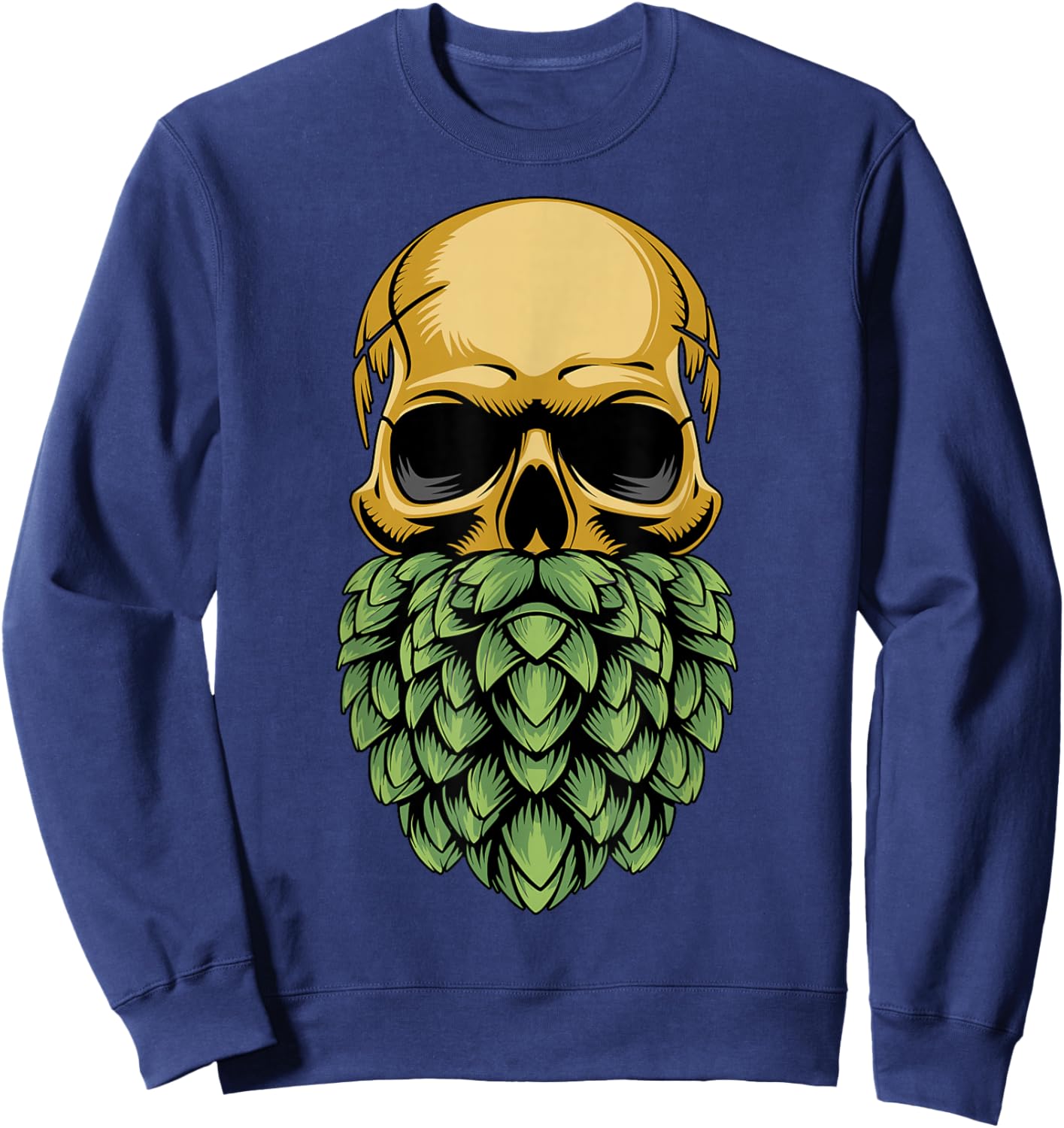 Hop Beard Skull with Hops Beard Craft Beer Sweatshirt - Sweatshirt | Navy