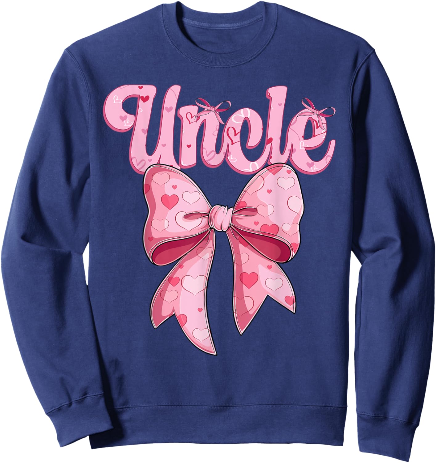 coquette bow family matching Groovy pink Uncle Sweatshirt - Sweatshirt | Navy