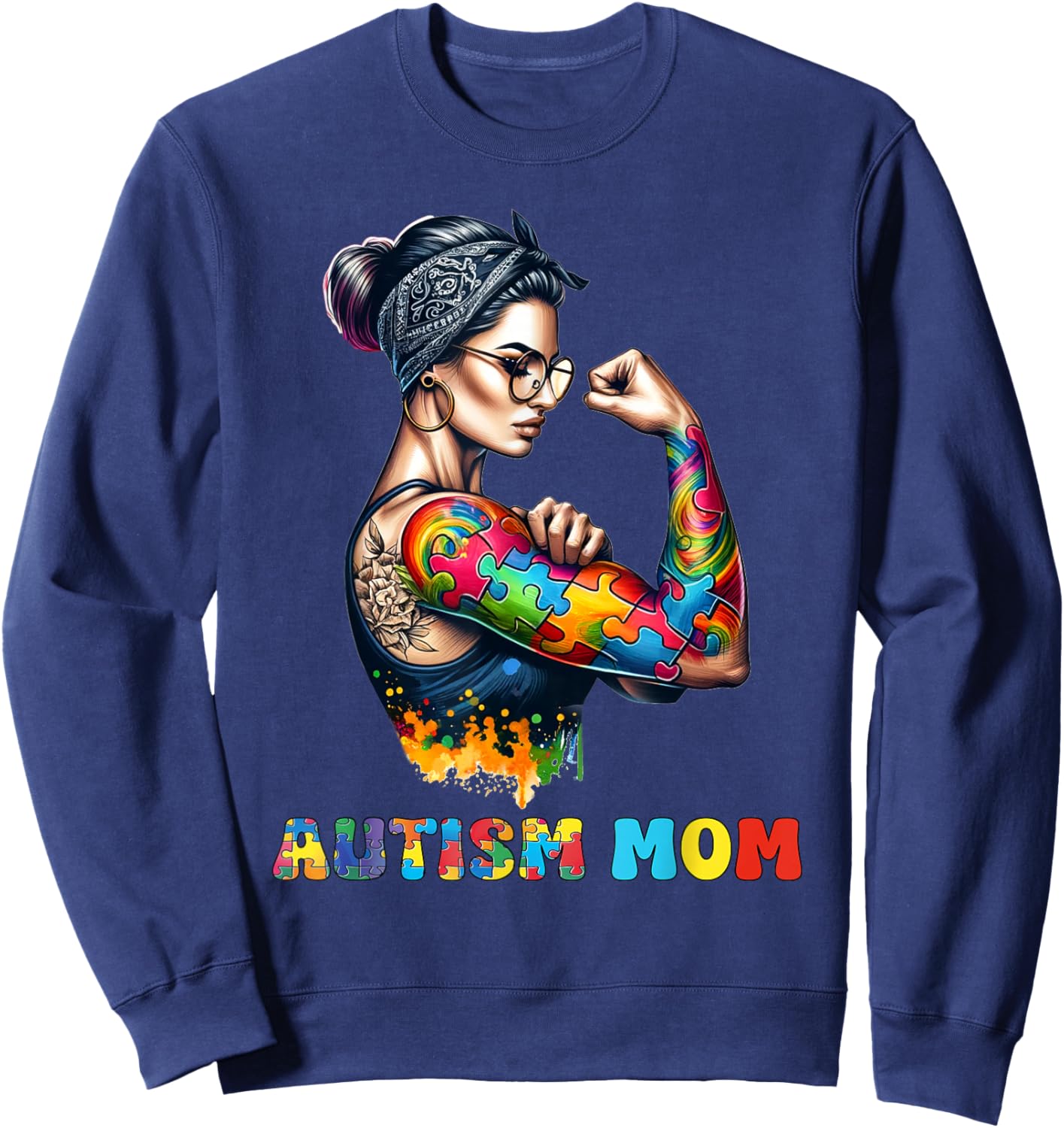 Autism Mom Autism Awareness Strong and Proud Autistic Kids Sweatshirt - Sweatshirt | Navy