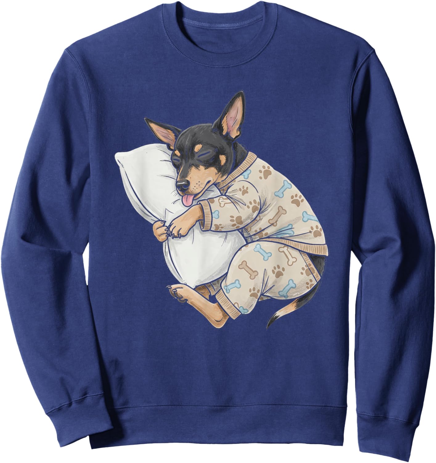 Funny Sleepy Rat Terrier Pajama Men Women Kids Sweatshirt - Sweatshirt | Navy
