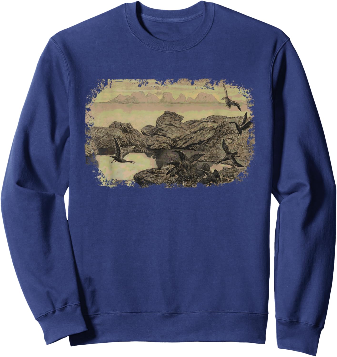 Troldskab Troll Birds Theodor Kittelsen Norwegian Painting Sweatshirt - Sweatshirt | Navy