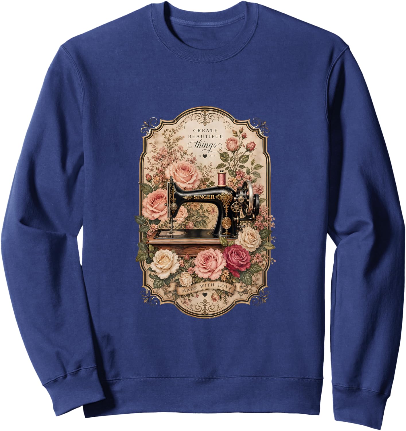 Vintage Sewing Machine - Made with Love Sweatshirt - Sweatshirt | Navy