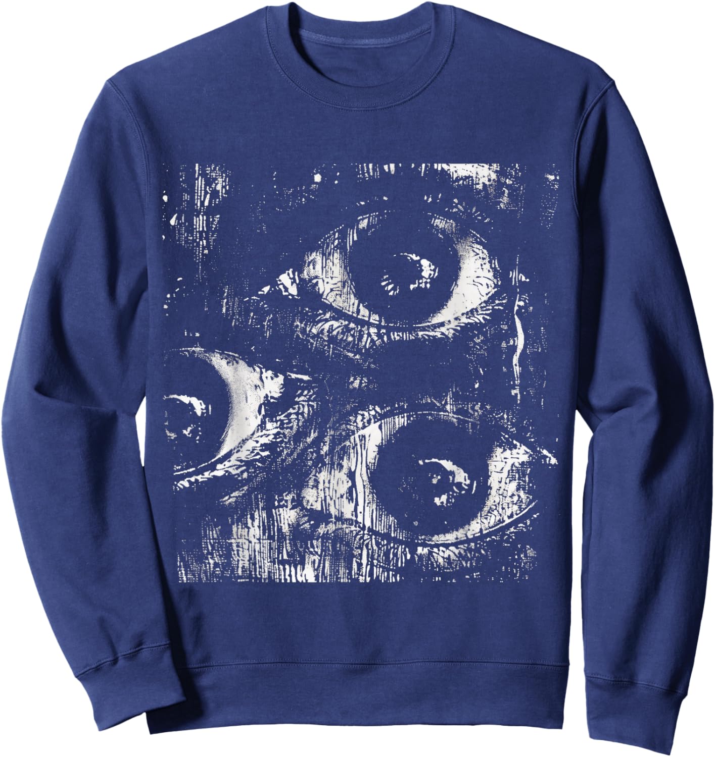 Eyes Weird Goth Grunge Eyeballs Alt Odd Strange Aesthetic Sweatshirt - Sweatshirt | Navy