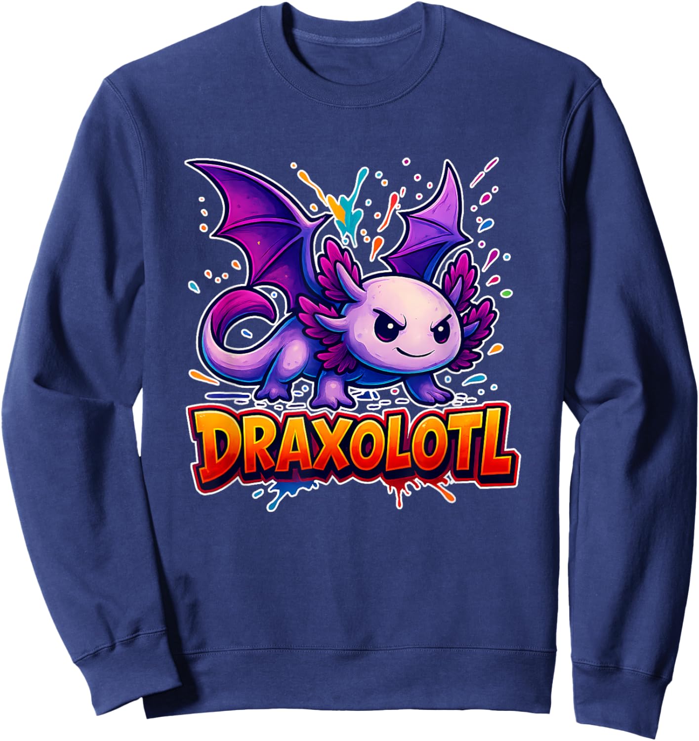 Draxolotl Axolotl Dragon Mashup Fantasy Design for Kids Sweatshirt - Sweatshirt | Navy