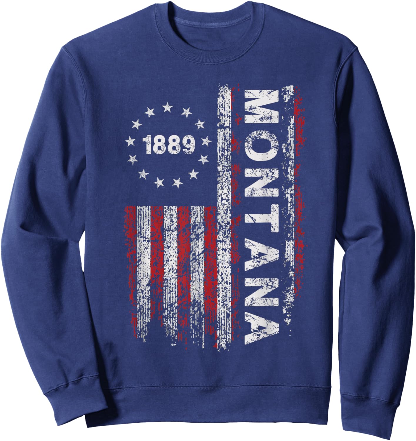 Montana State US Flag Vintage Women Youth Sweatshirt - Sweatshirt | Navy