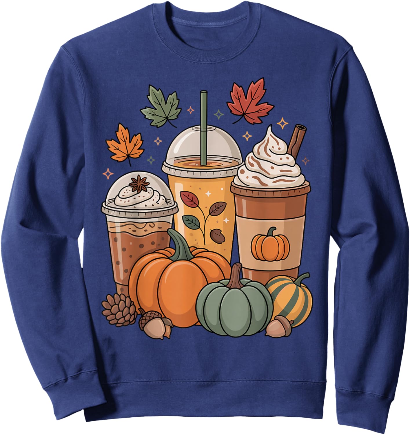 Pumpkin Spice Season Autumn Coffee Aesthetic Sweatshirt - Sweatshirt | Navy