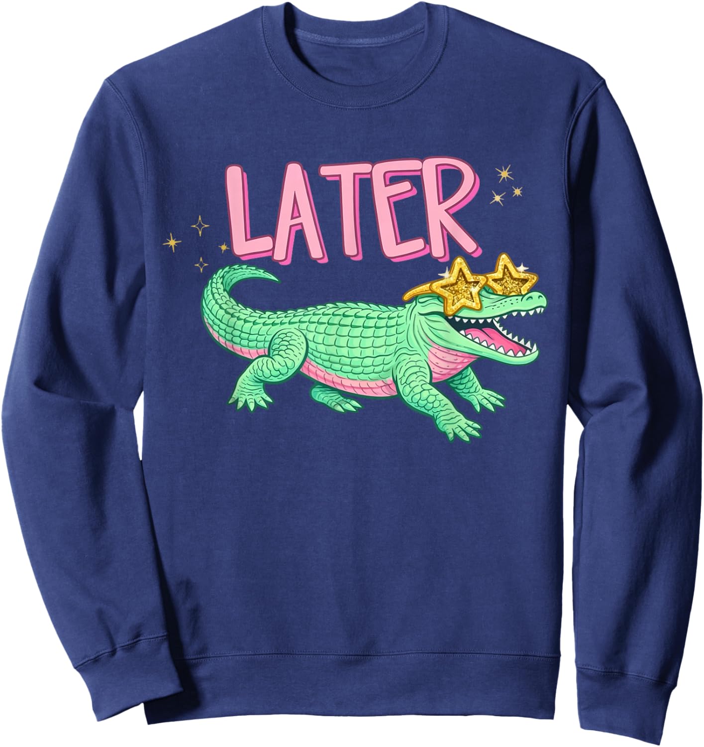 Funny Later Gator Alligator Girly Summer Beach Vibes Coastal Sweatshirt - Sweatshirt | Navy
